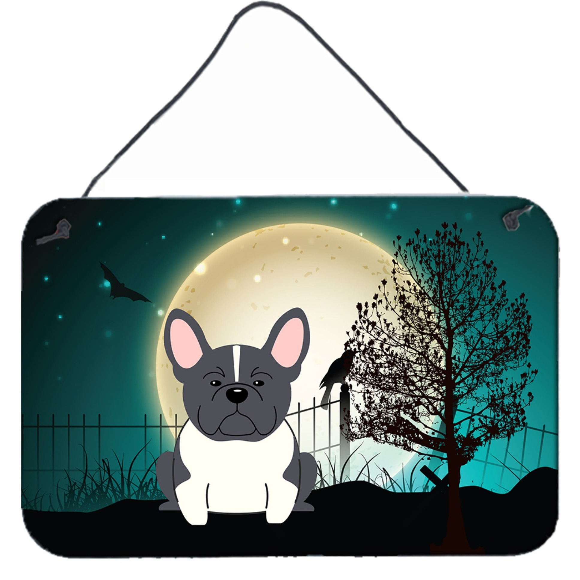 &quotCaroline's Treasures Halloween Scary French Bulldog Black White Wall or Door Hanging Prints BB2202DS812, 8"" x 12"""