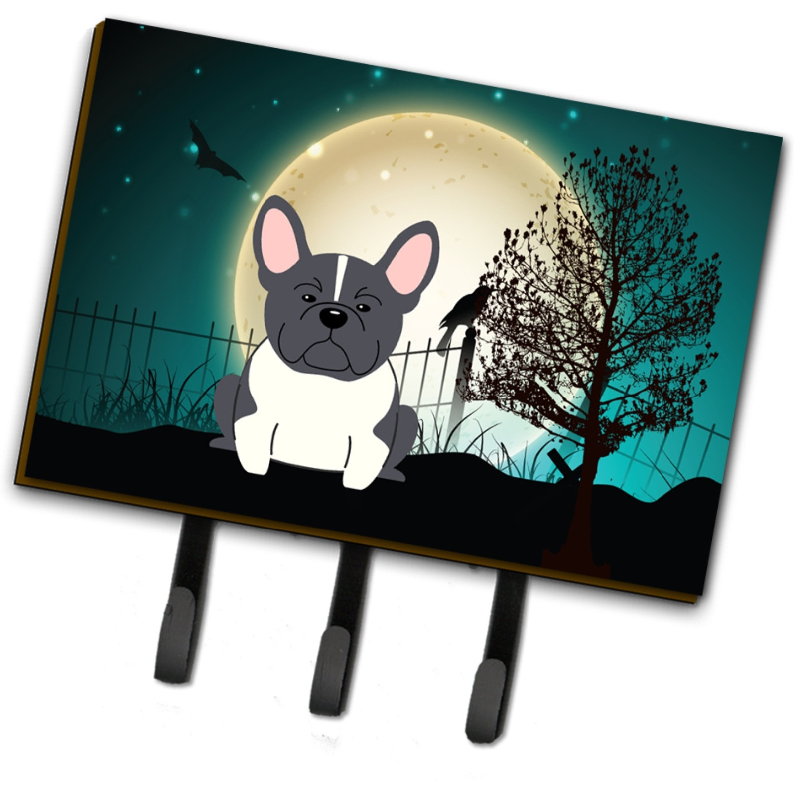 &quotCaroline's Treasures Halloween Scary French Bulldog Black White Leash or Key Holder BB2202TH68, Triple, Multicolor"