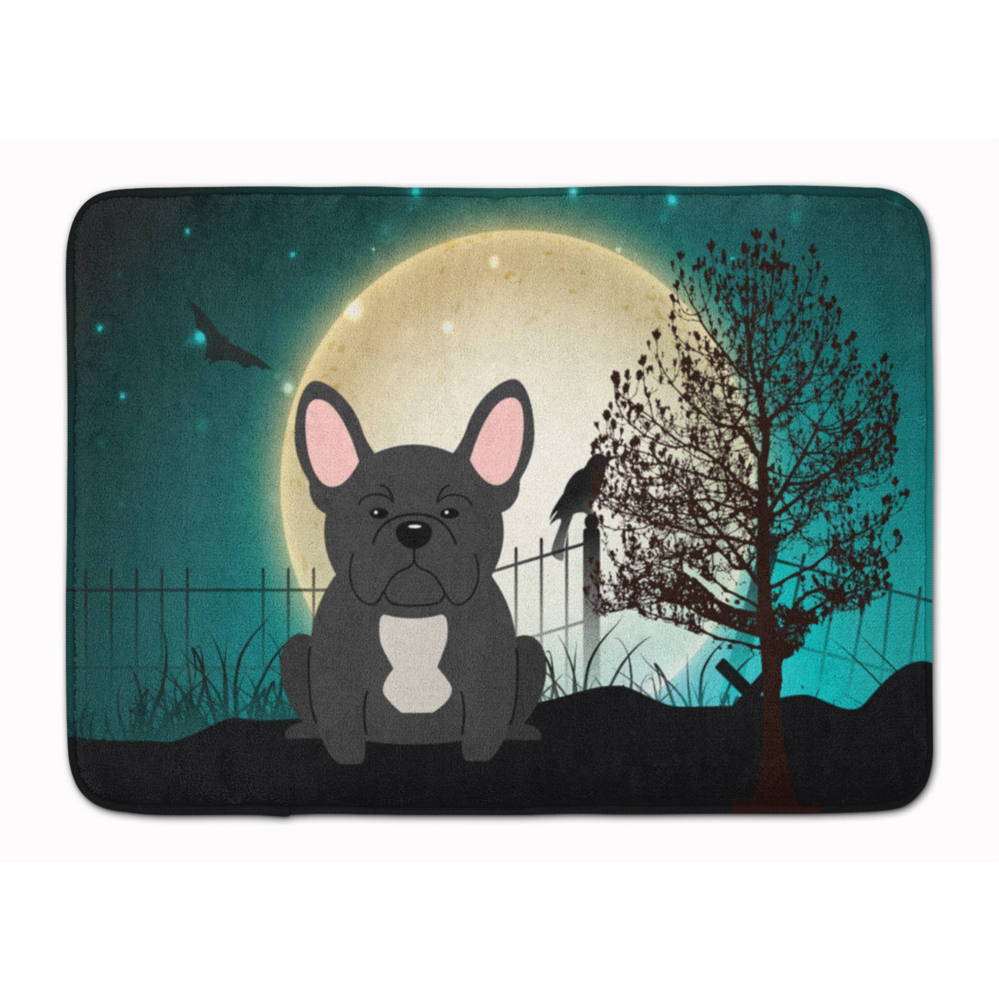 &quotCaroline's Treasures Halloween Scary French Bulldog Black Floor Mat, 19"" x 27"", Multicolor"