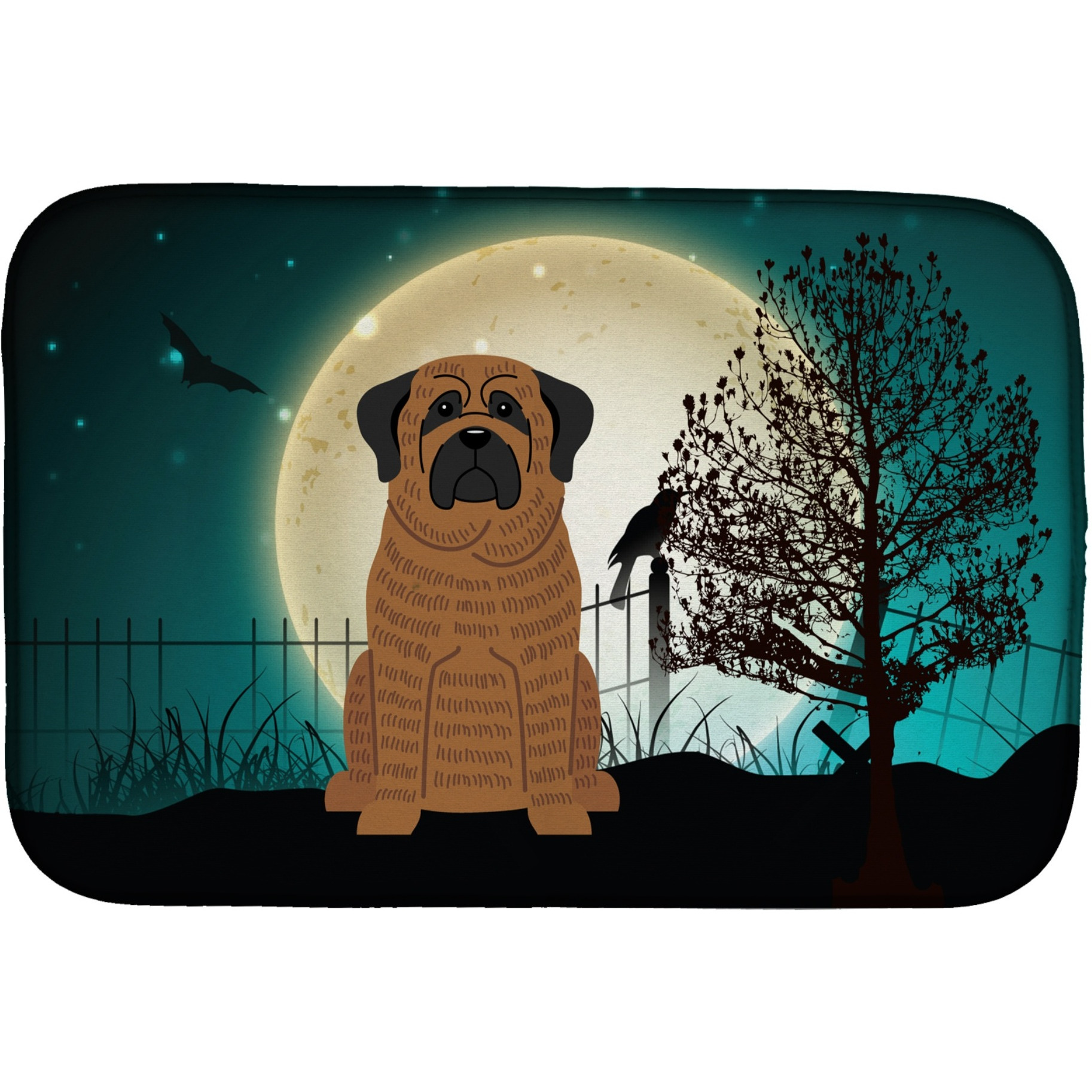 &quotCaroline's Treasures Halloween Scary Mastiff Brindle Dish Drying Mat, 14"" x 21"""
