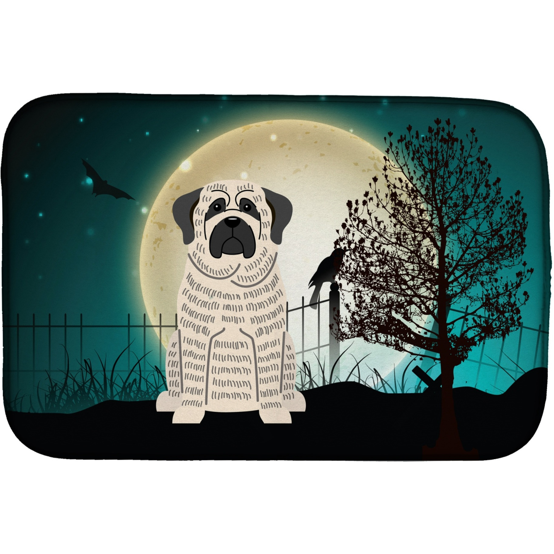 &quotCaroline's Treasures Halloween Scary Mastiff Brindle White Dish Drying Mat, 14 X 21"