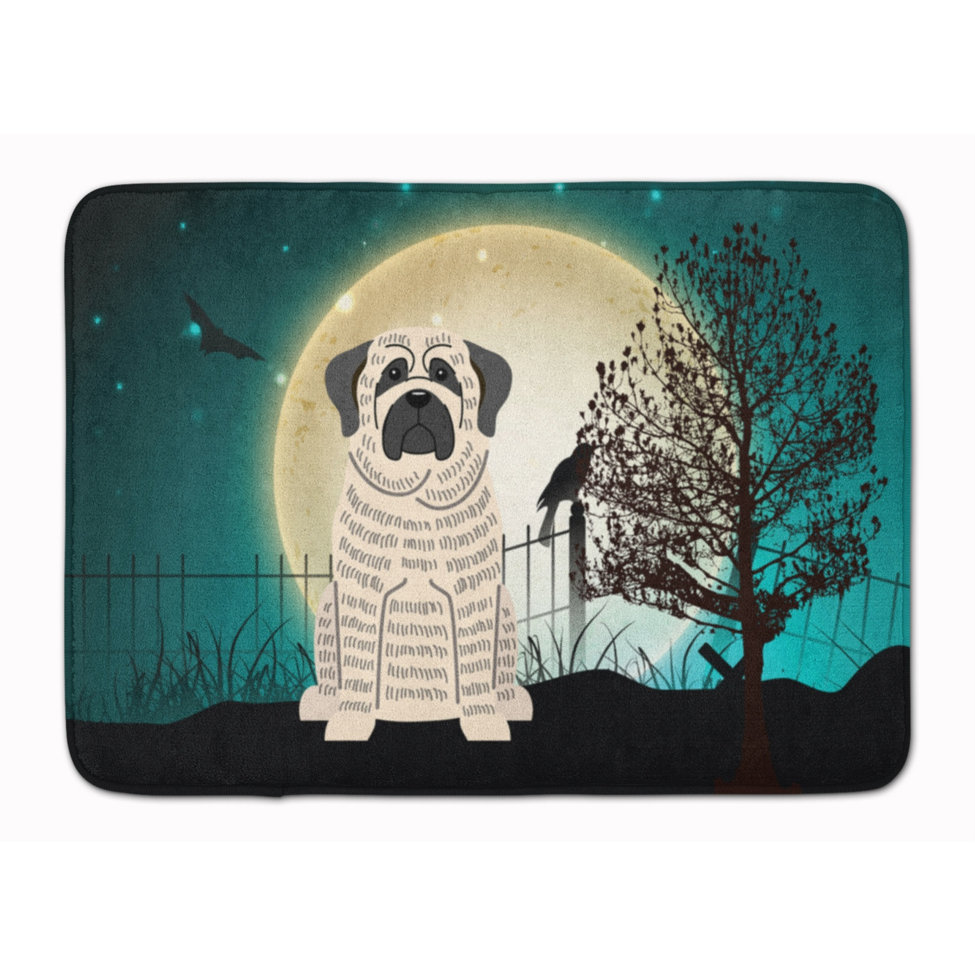 &quotCaroline's Treasures Halloween Scary Mastiff Brindle White Floor Mat, 19"" x 27"", Multicolor"