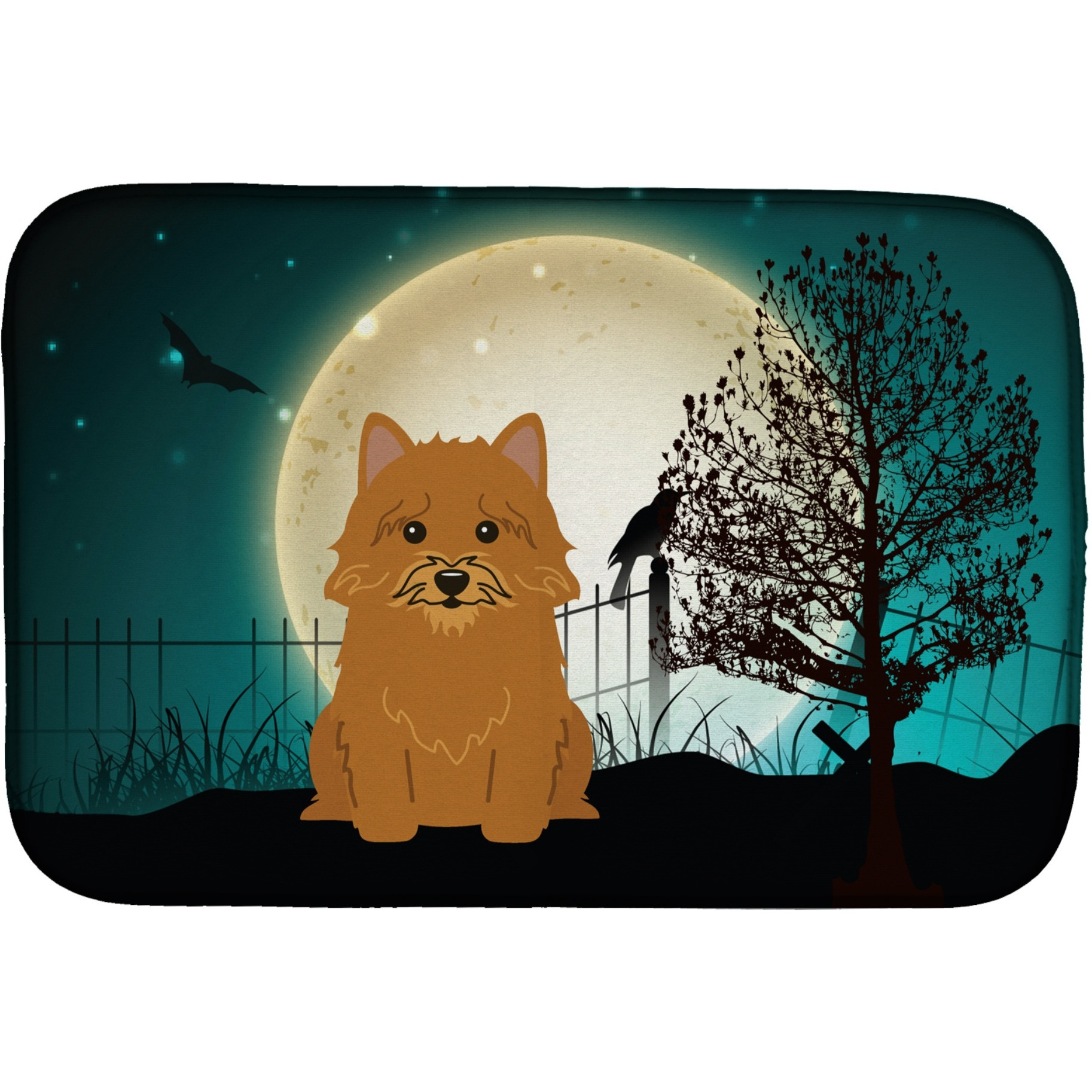 &quotCaroline's Treasures Halloween Scary Norwich Terrier Dish Drying Mat, 14"" x 21"""
