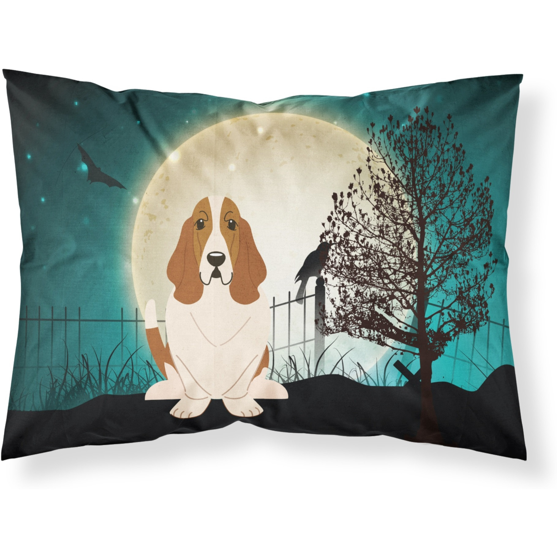 &quotCaroline's Treasures Halloween Scary Basset Hound Fabric Standard Pillowcase BB2211PILLOWCASE, Multicolor"