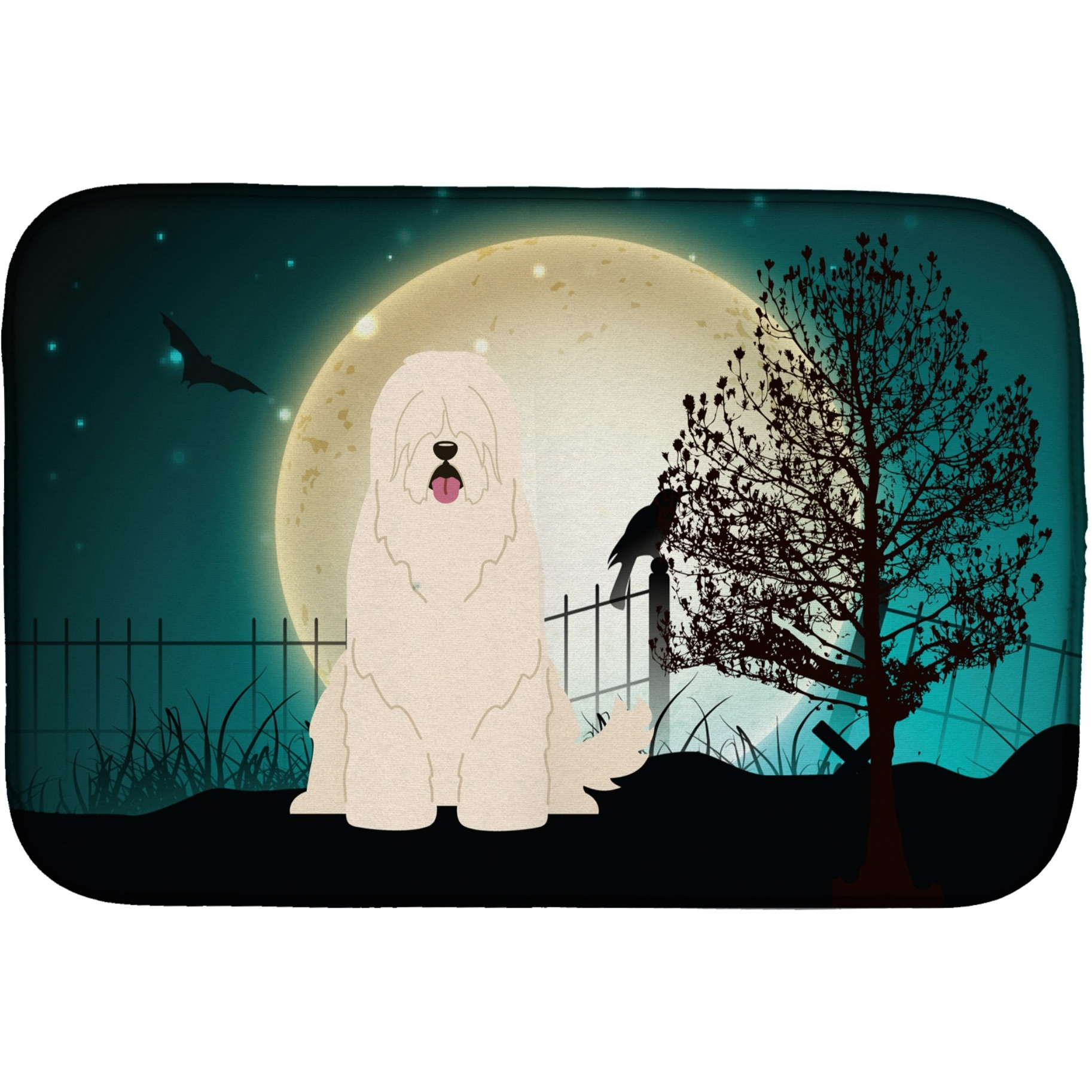 &quotCaroline's Treasures Halloween Scary South Russian Sheepdog Dish Drying Mat, 14"" x 21"""
