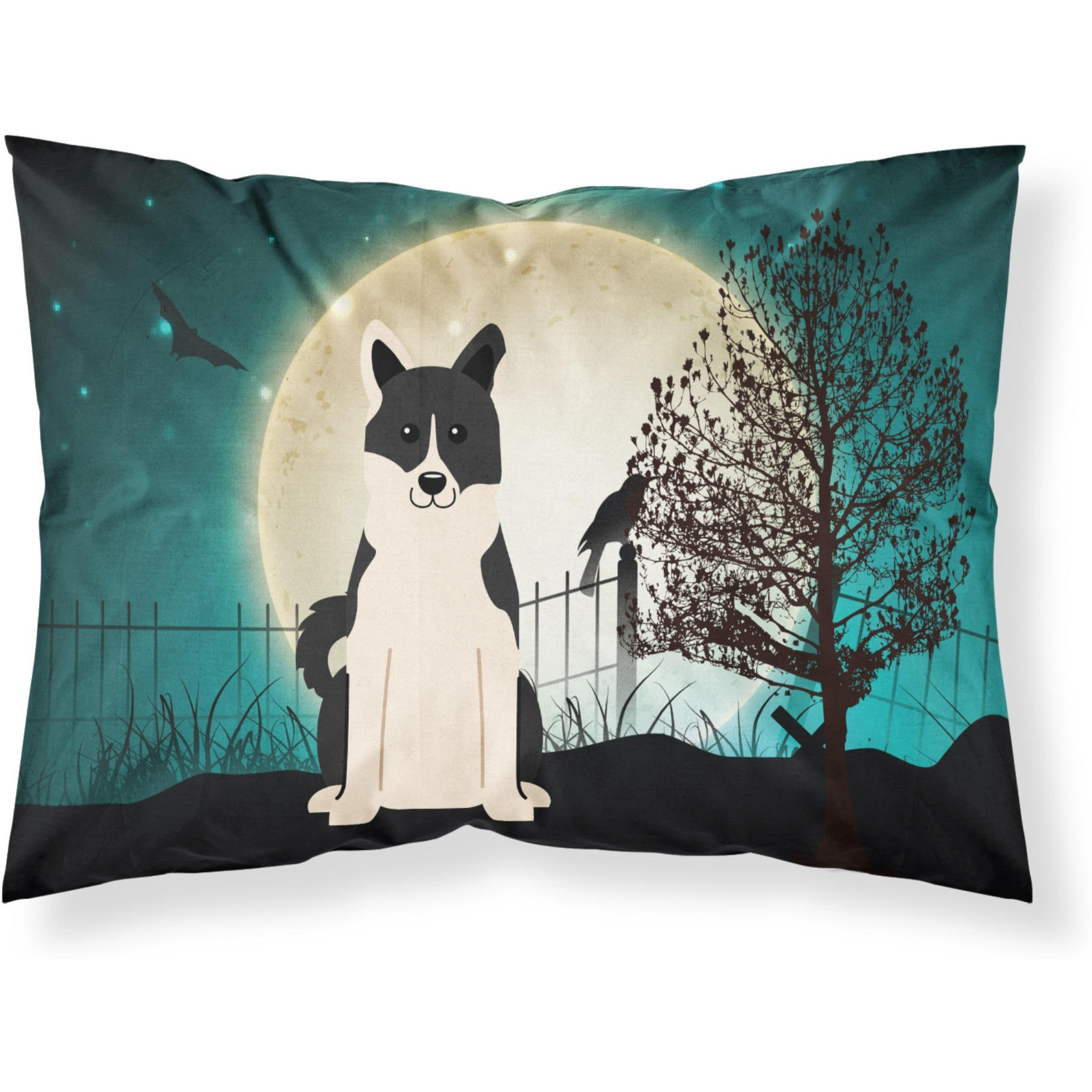 &quotCaroline's Treasures Halloween Scary Russo-European Laika Spitz Fabric Standard Pillowcase BB2219PILLOWCASE, Multicolor"