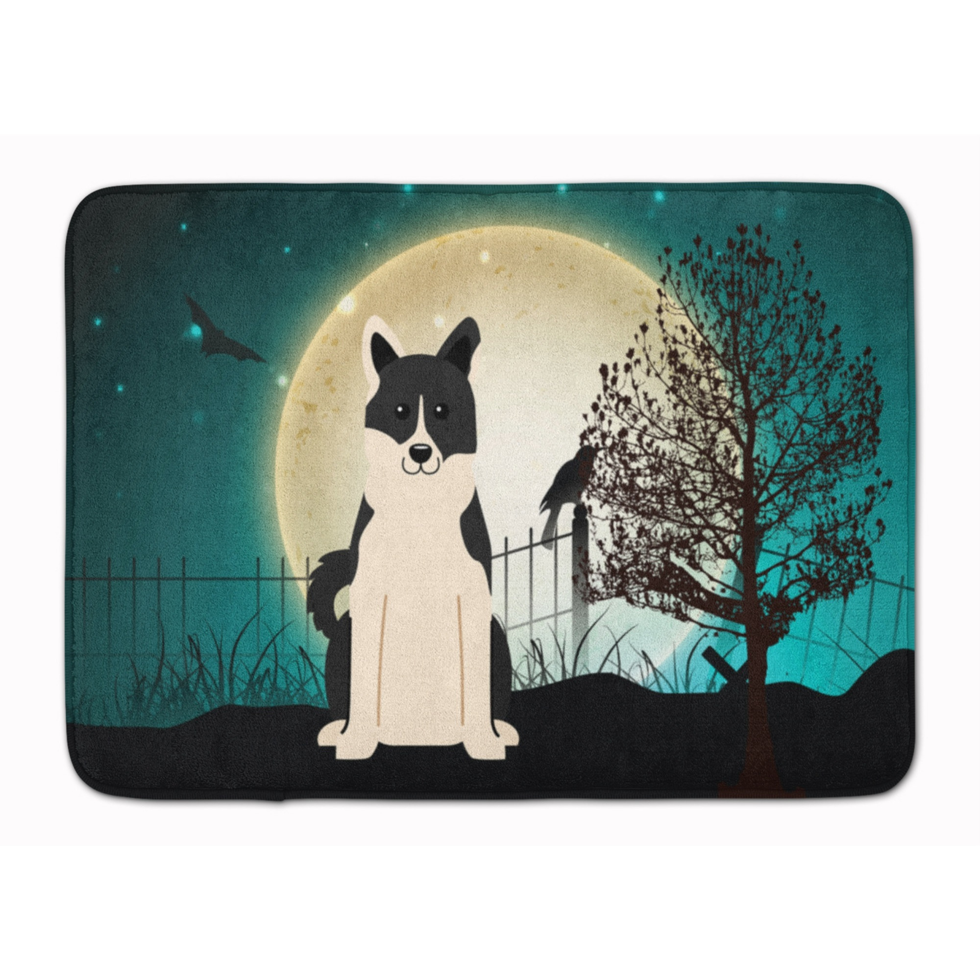 &quotCaroline's Treasures Halloween Russo-European Laika Spitz Floor Mat, 19"" x 27"", Multicolor"