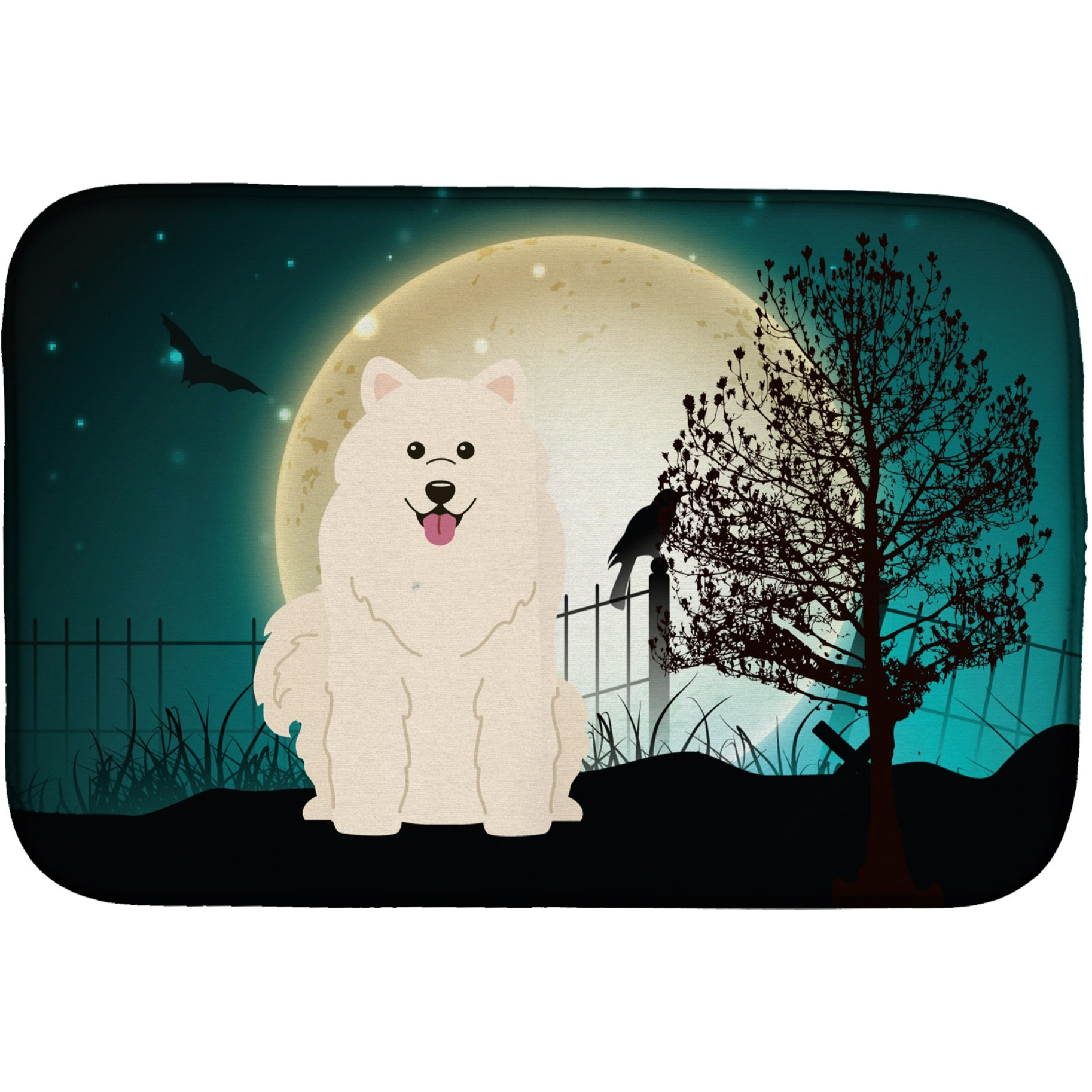 &quotCaroline's Treasures Halloween Scary Samoyed Dish Drying Mat, 14"" x 21"""