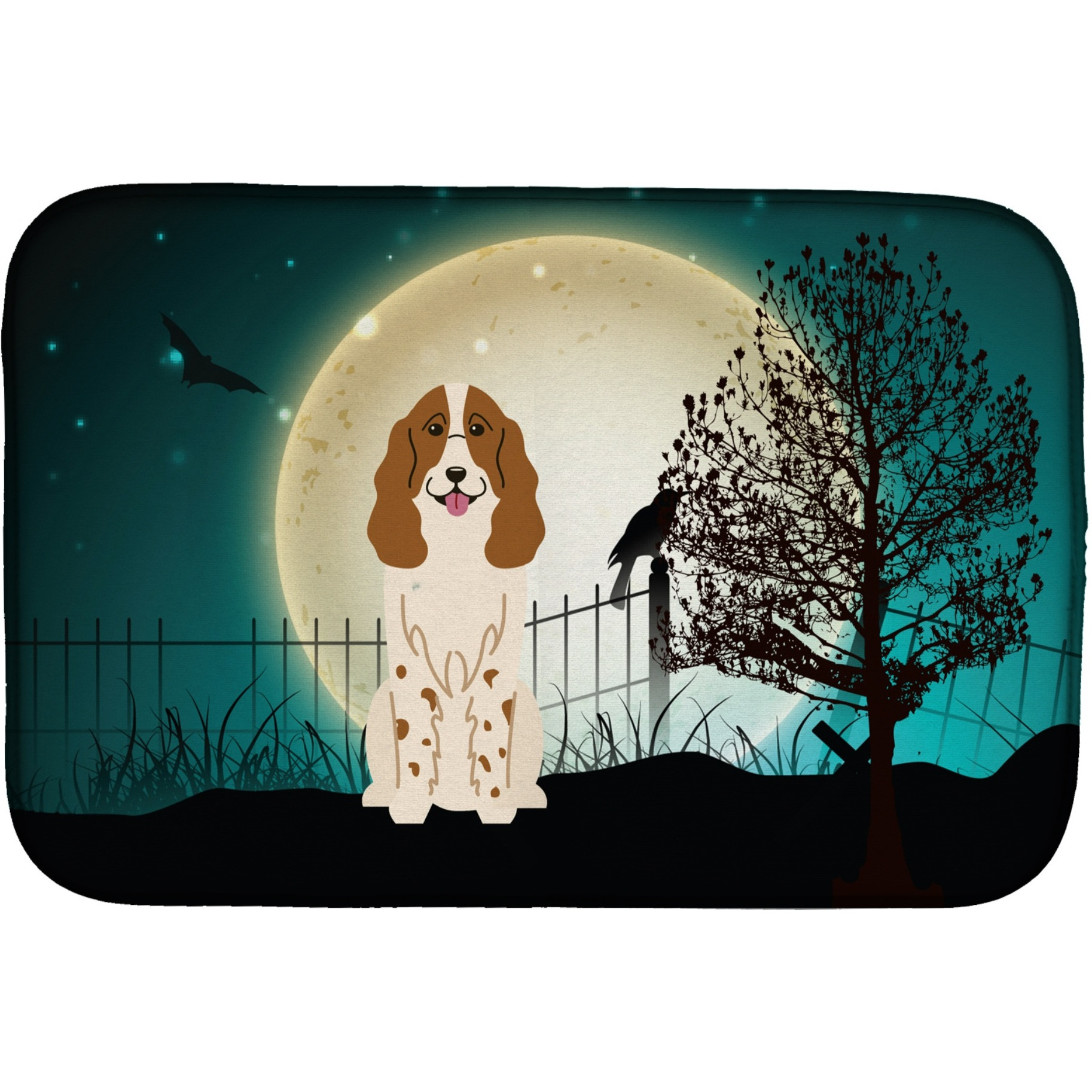 &quotCaroline's Treasures Halloween Scary Russian Spaniel Dish Drying Mat, 14"" x 21"""