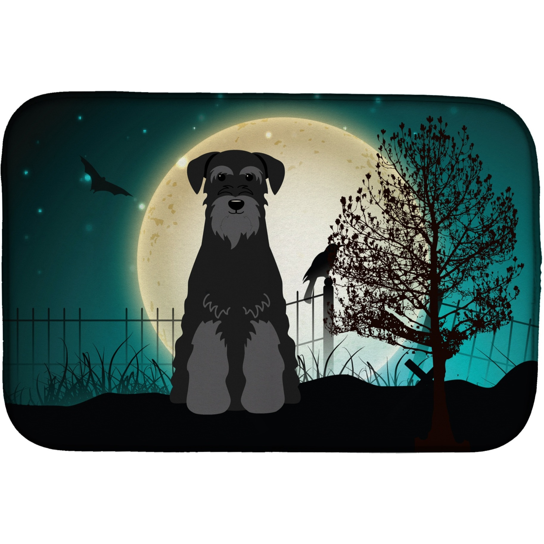 &quotCaroline's Treasures Halloween Scary Standard Schnauzer Black Dish Drying Mat, 14 X 21"