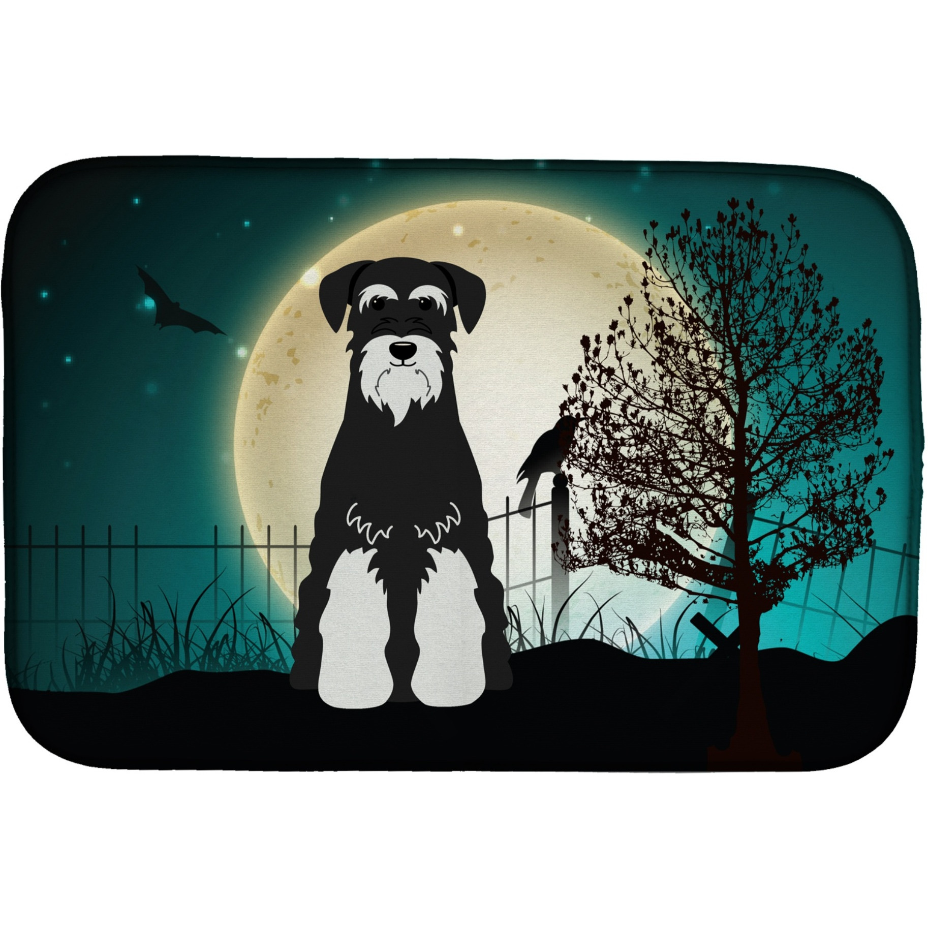 &quotCaroline's Treasures Halloween Scary Standard Schnauzer Salt and Pepper Dish Drying Mat, 14 x 21"