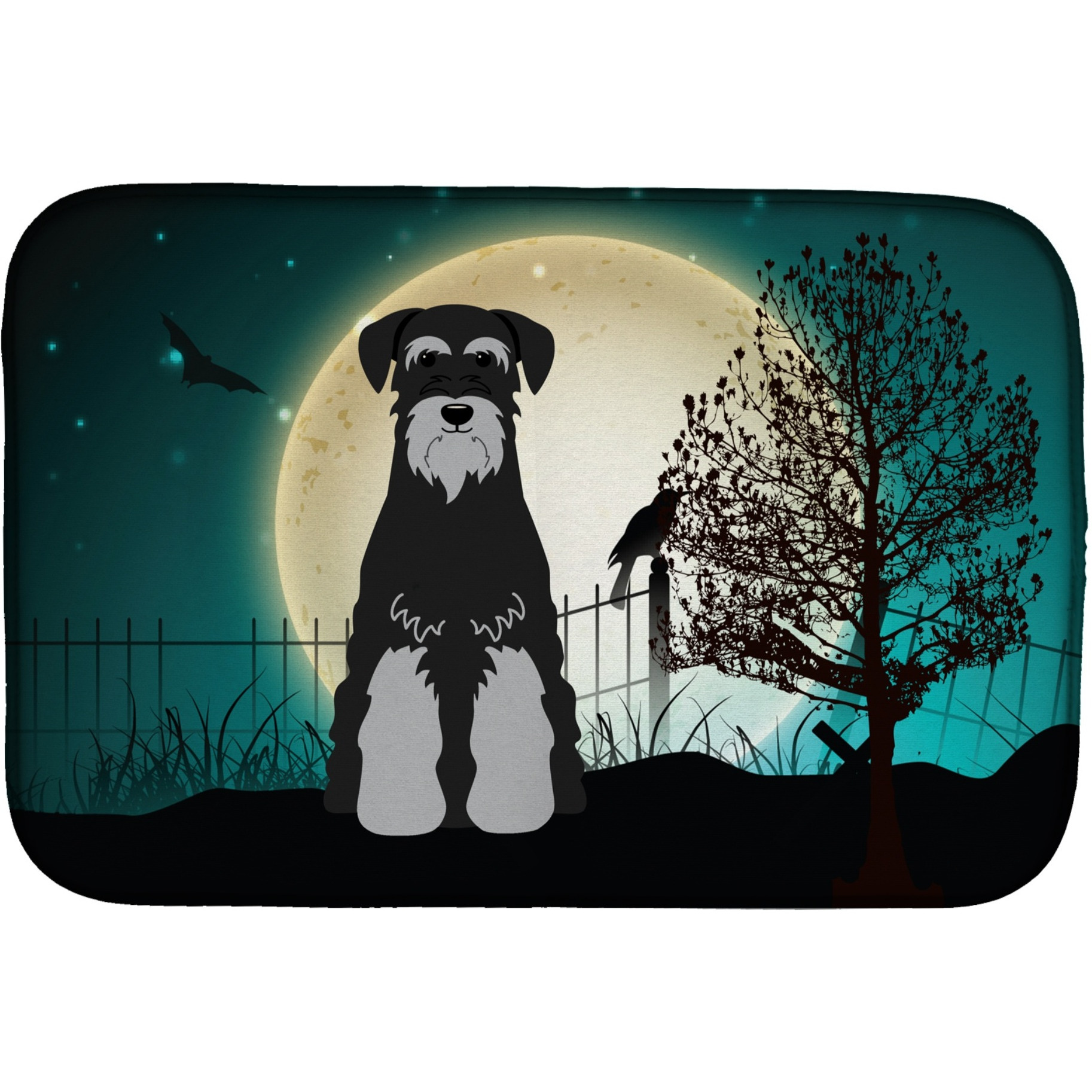 &quotCaroline's Treasures Halloween Scary Standard Schnauzer Dish Drying Mat, 14"" x 21"""