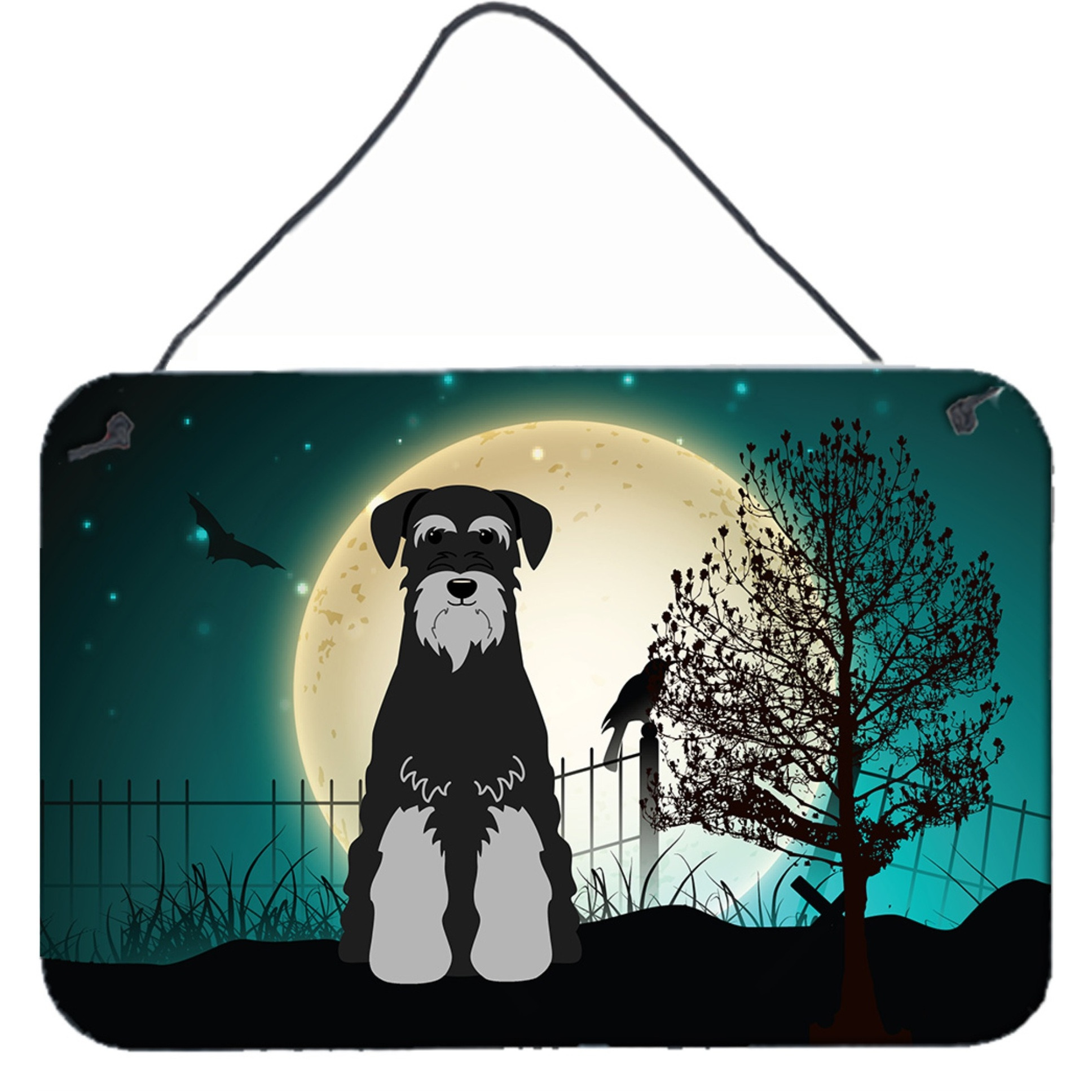 &quotCaroline's Treasures Halloween Scary Standard Schnauzer Black Grey Wall or Door Hanging Prints BB2224DS812, 8"" x 12"", Multicolor"