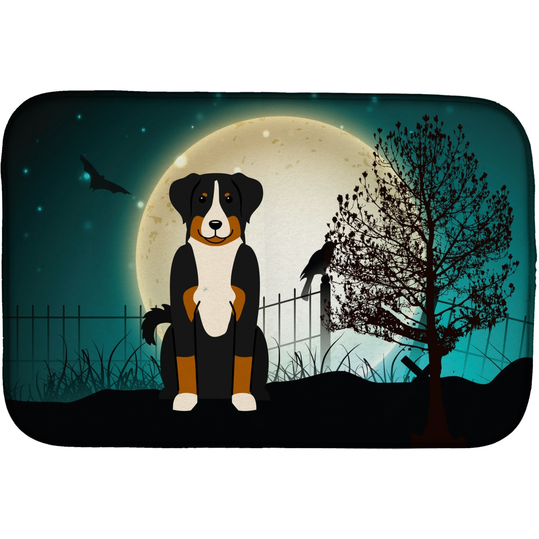 &quotCaroline's Treasures Halloween Scary Appenzeller Sennenhund Dish Drying Mat, 14"" x 21"""