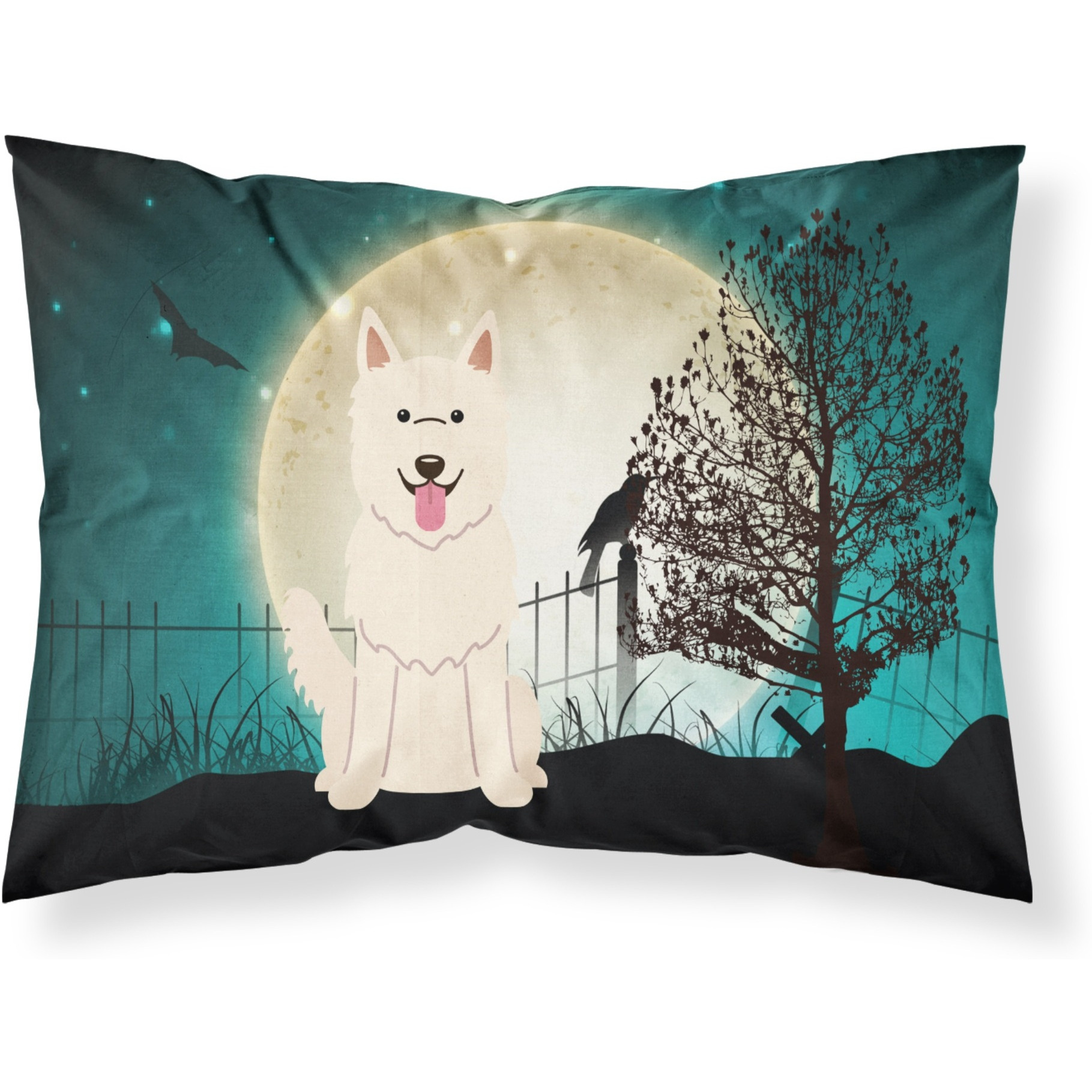 Caroline's Treasures Halloween Scary White German Shepherd Fabric Standard Pillowcase BB2235PILLOWCASE