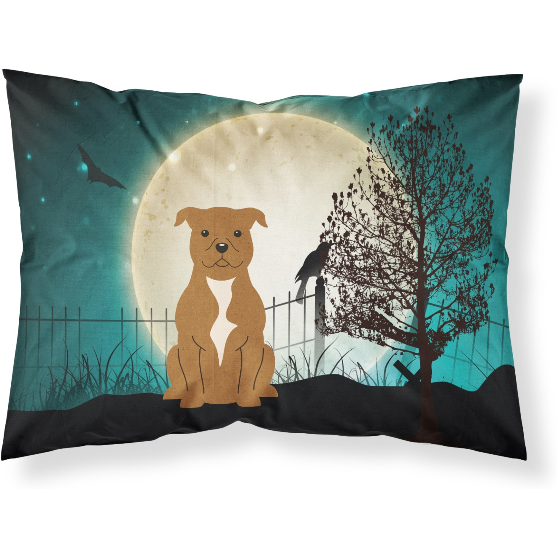 &quotCaroline's Treasures Halloween Scary Staffordshire Bull Terrier Brown Fabric Standard Pillowcase BB2237PILLOWCASE, Multicolor"