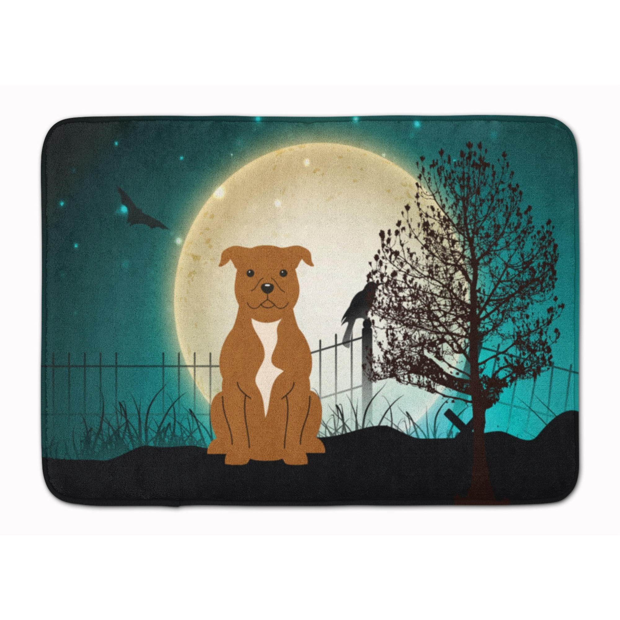 &quotCaroline's Treasures Halloween Scary Bull Terrier Brown Floor Mat, 19"" x 27"", Multicolor"