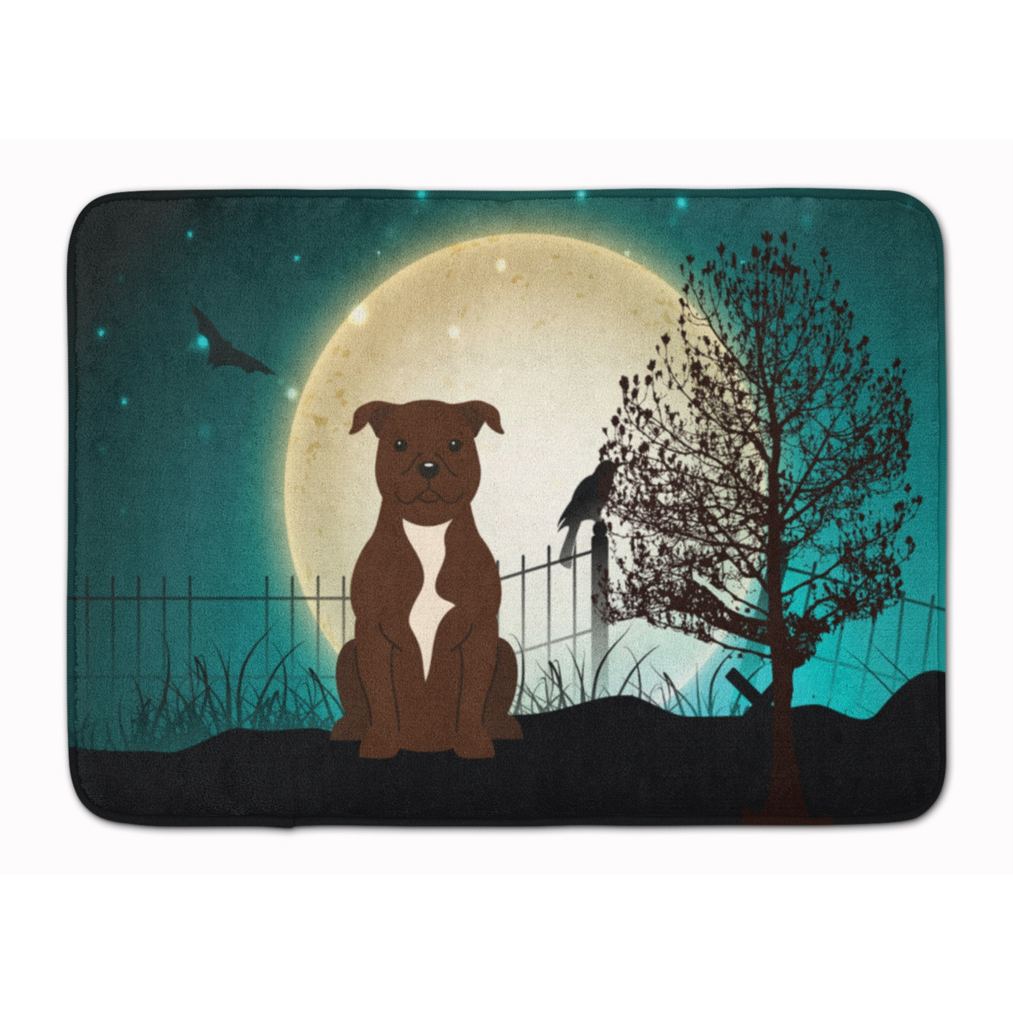 &quotCaroline's Treasures Halloween Scary Bull Terrier Chocolate Floor Mat, 19"" x 27"", Multicolor"