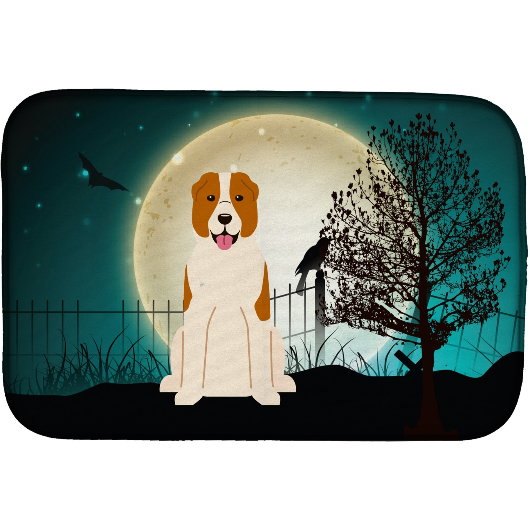 &quotCaroline's Treasures Halloween Scary Central Asian Shepherd Dish Drying Mat, 14"" x 21"""