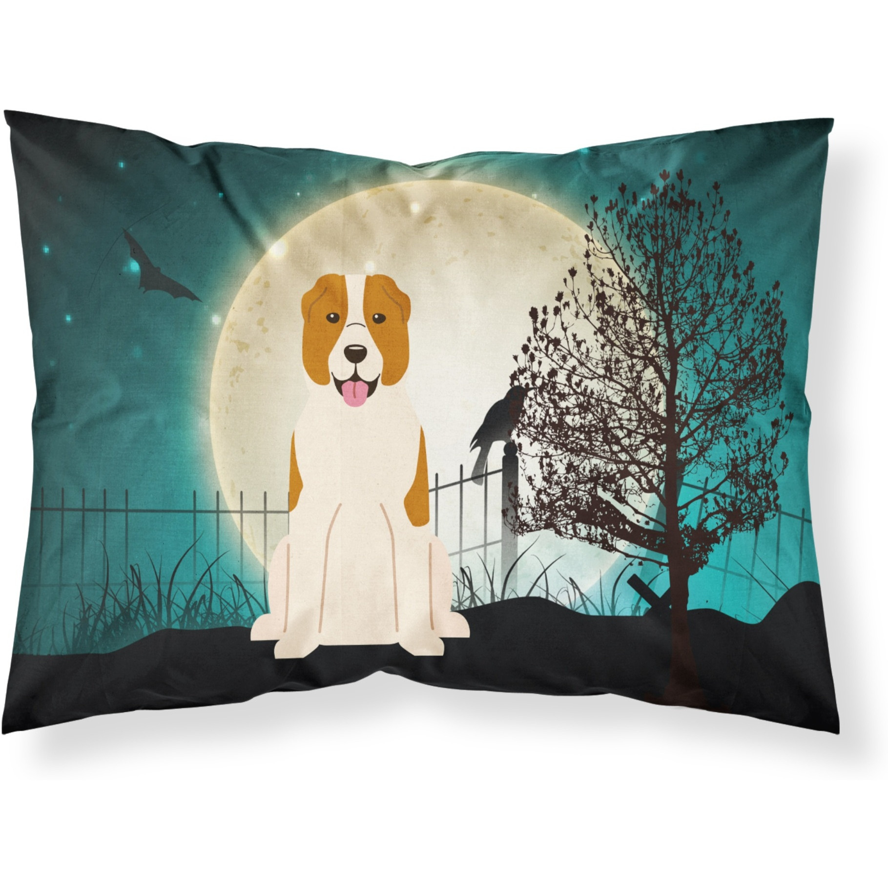 &quotCaroline's Treasures Halloween Scary Central Asian Shepherd Dog Fabric Standard Pillowcase BB2239PILLOWCASE, Multicolor"