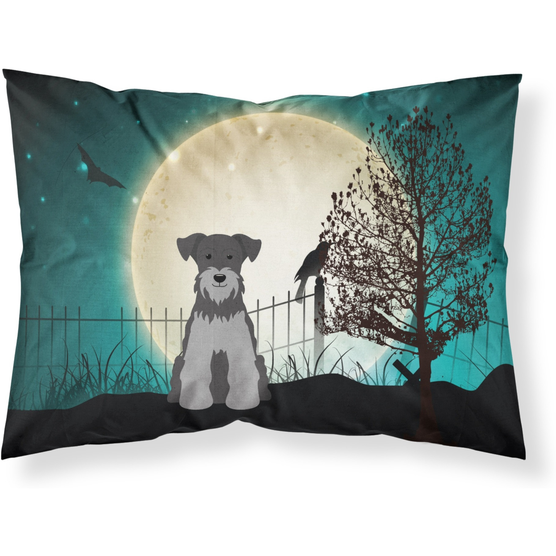 &quotCaroline's Treasures Halloween Scary Miniature Schanuzer Black Silver Fabric Standard Pillowcase BB2242PILLOWCASE, Multicolor"