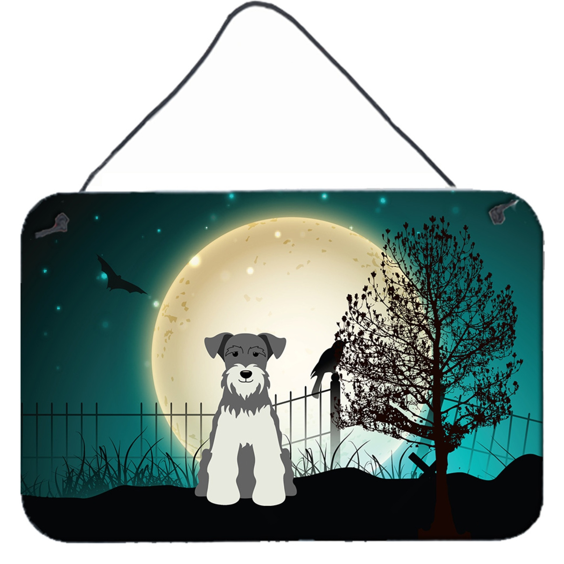 &quotCaroline's Treasures Halloween Scary Miniature Schanuzer Salt and Pepper Wall or Door Hanging Prints BB2244DS812, 8"" x 12"", Multicolor"