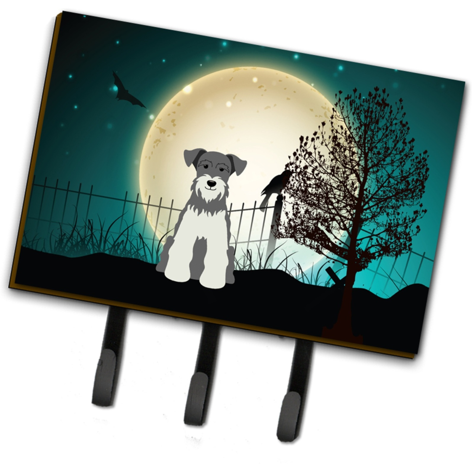 &quotCaroline's Treasures Halloween Scary Miniature Schanuzer Salt and Pepper Leash or Key Holder BB2244TH68, Triple, Multicolor"