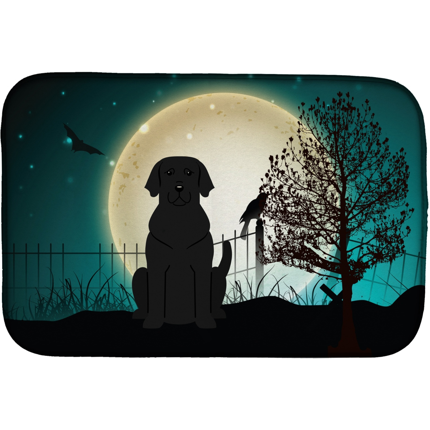 &quotCaroline's Treasures Halloween Scary Black Labrador Dish Drying Mat, 14 x 21"