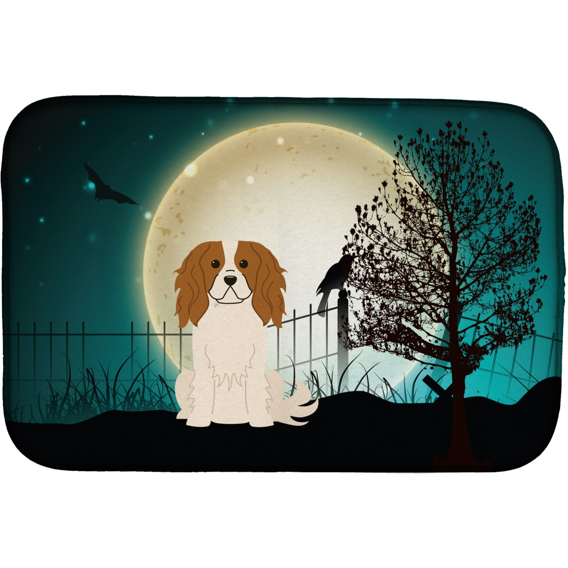 &quotCaroline's Treasures Halloween Scary Cavalier Spaniel Dish Drying Mat, 14"" x 21"""