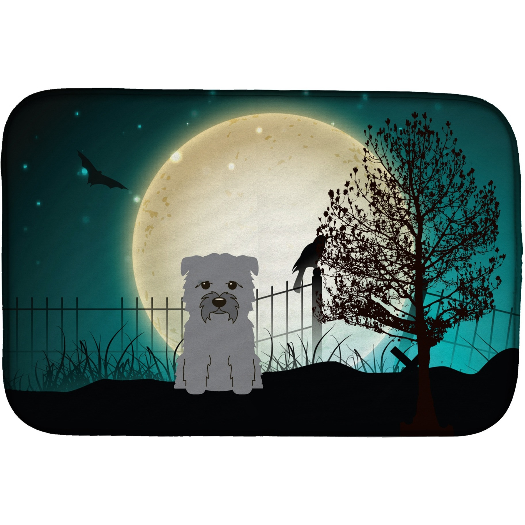 &quotCaroline's Treasures Halloween Scary Glen Of Imal Grey Dish Drying Mat, 14"" x 21"""