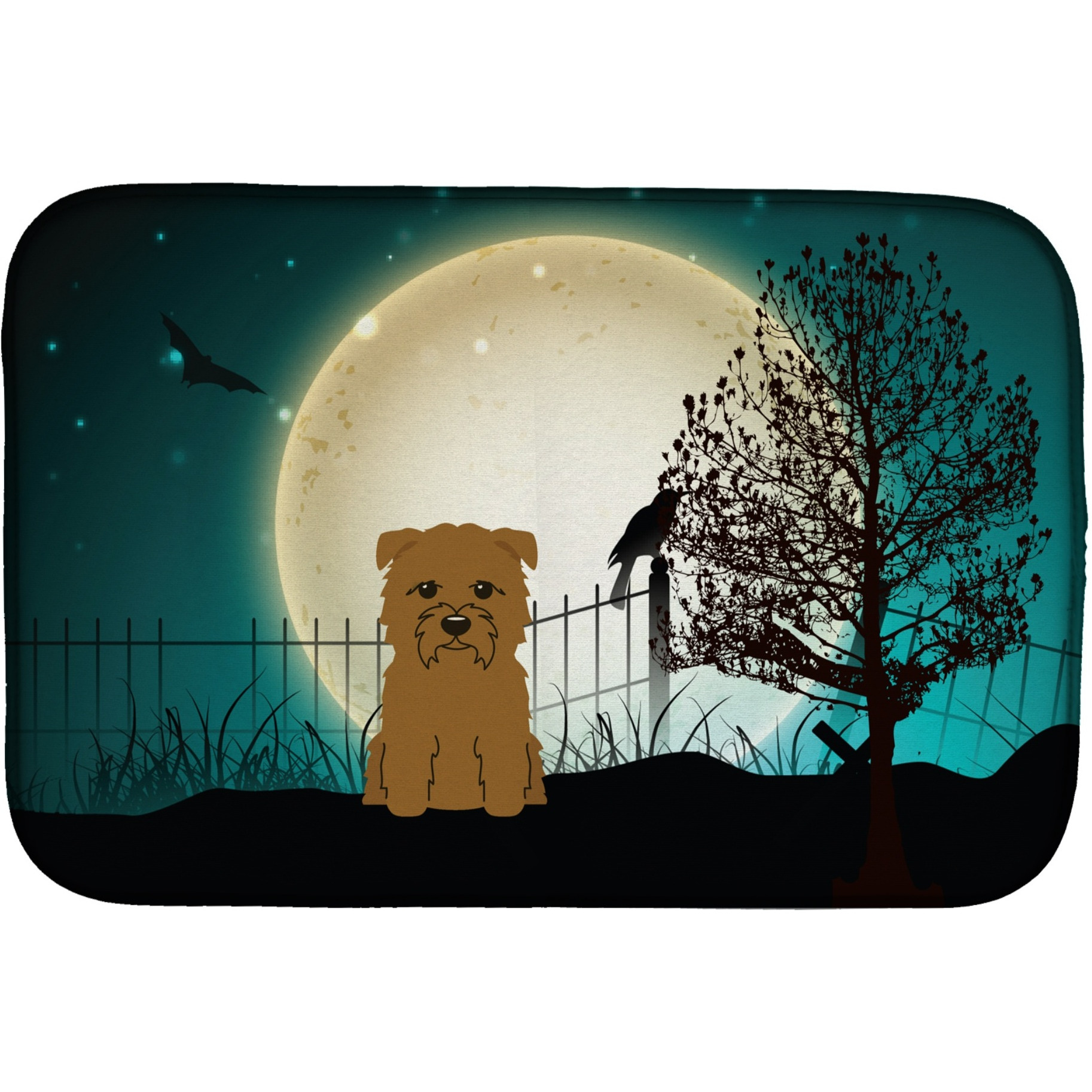 &quotCaroline's Treasures Halloween Scary Glen Of Imal Tan Dish Drying Mat, 14"" x 21"""