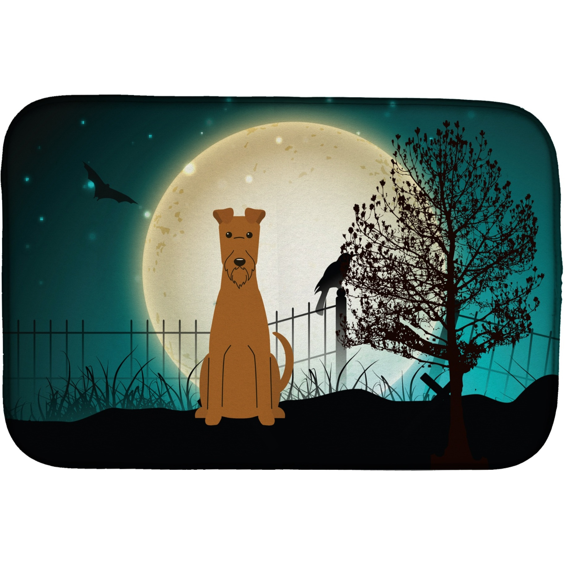 &quotCaroline's Treasures Halloween Scary Irish Terrier Dish Drying Mat, 14"" x 21"""
