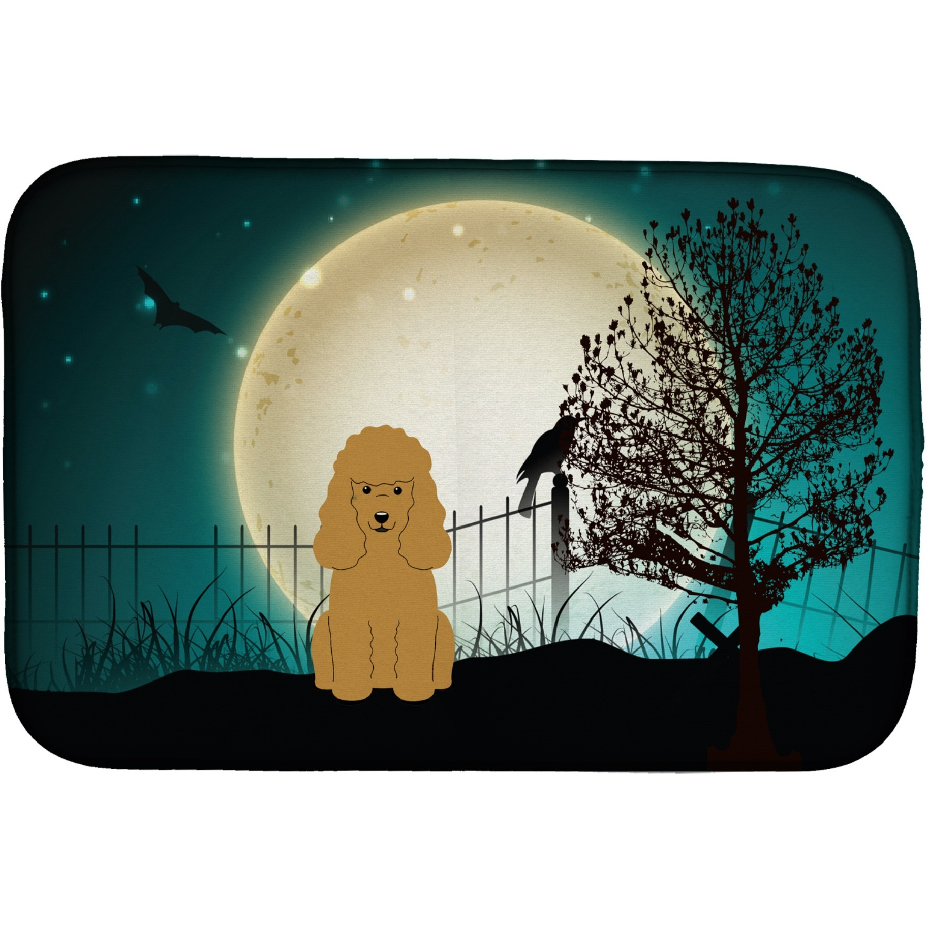 &quotCaroline's Treasures Halloween Scary Poodle Tan Dish Drying Mat, 14"" x 21"""
