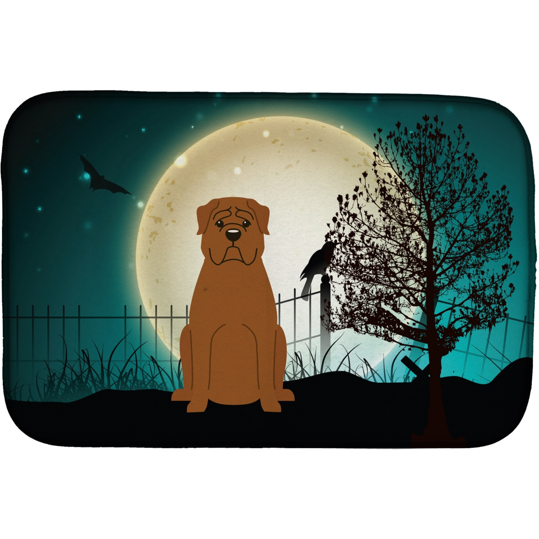 &quotCaroline's Treasures Halloween Scary Dogue De Bordeaux Dish Drying Mat, 14"" x 21"""