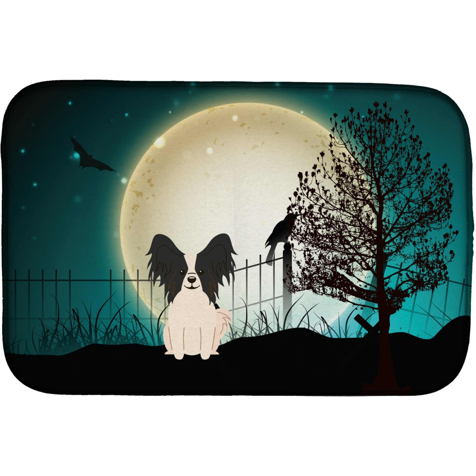 &quotCaroline's Treasures Halloween Scary Papillon Dish Drying Mat, 14"" x 21"""