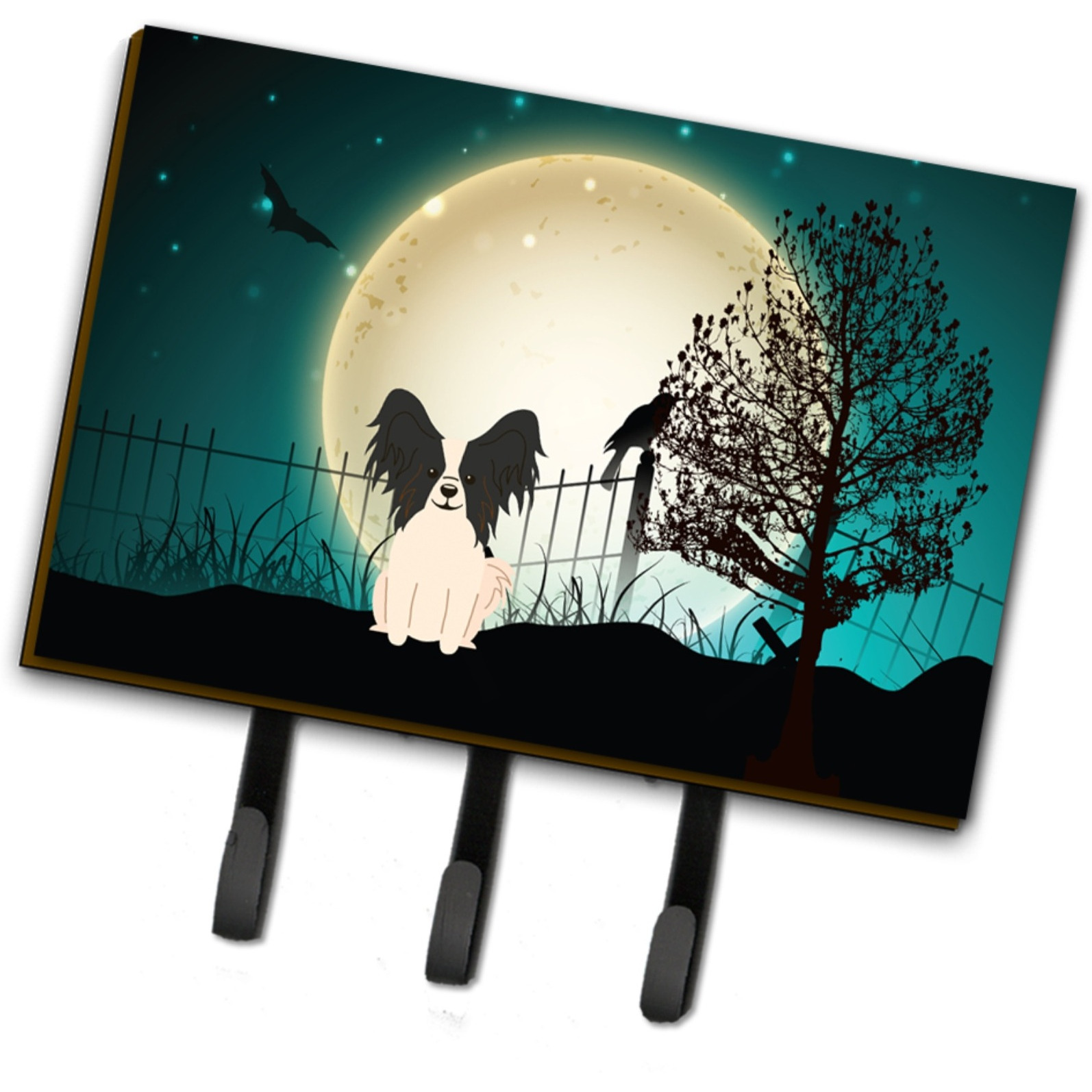 &quotCaroline's Treasures Halloween Scary Papillon Black White Leash or Key Holder BB2266TH68, Triple"
