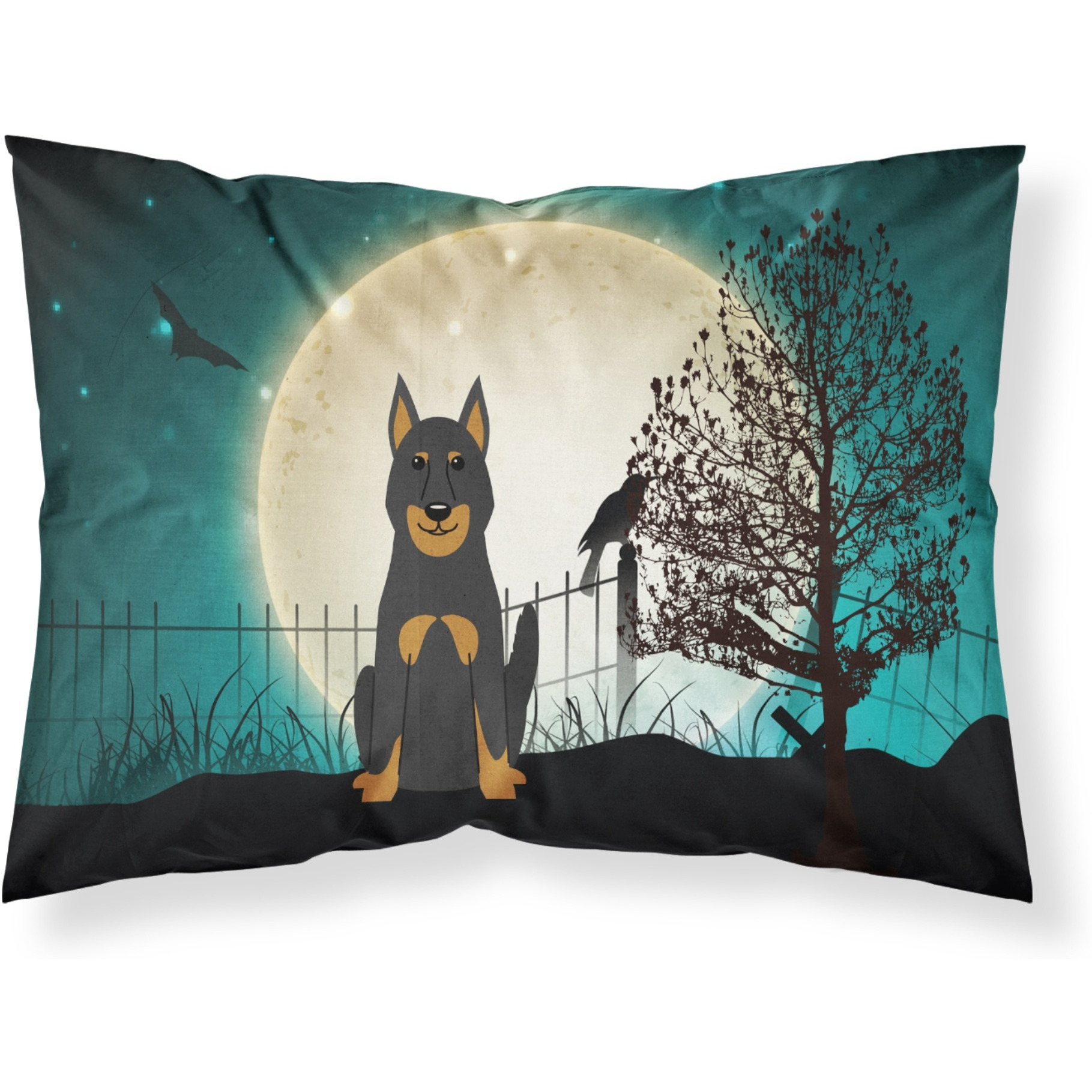 &quotCaroline's Treasures Halloween Scary Beauce Shepherd Dog Fabric Standard Pillowcase BB2270PILLOWCASE, Multicolor"