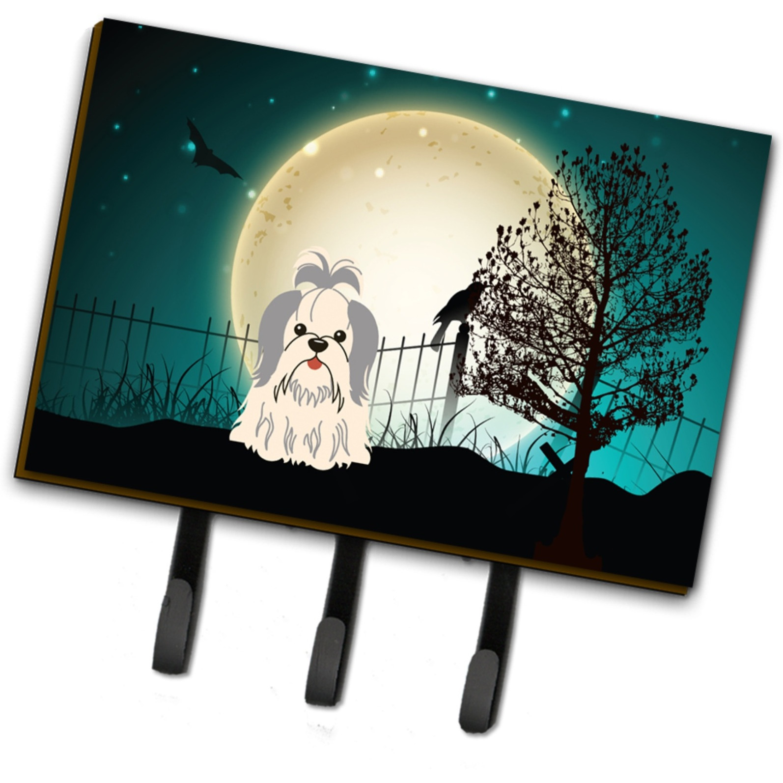 &quotCaroline's Treasures Halloween Scary Shih Tzu Silver White Leash or Key Holder BB2275TH68, Triple"