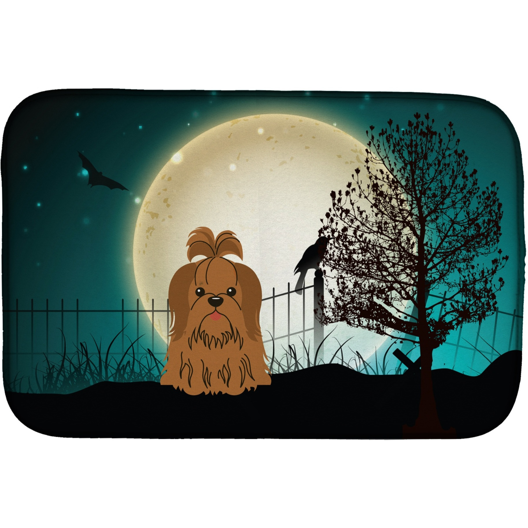 &quotCaroline's Treasures Halloween Scary Shih Tzu Chocolate Dish Drying Mat, 14"" x 21"""