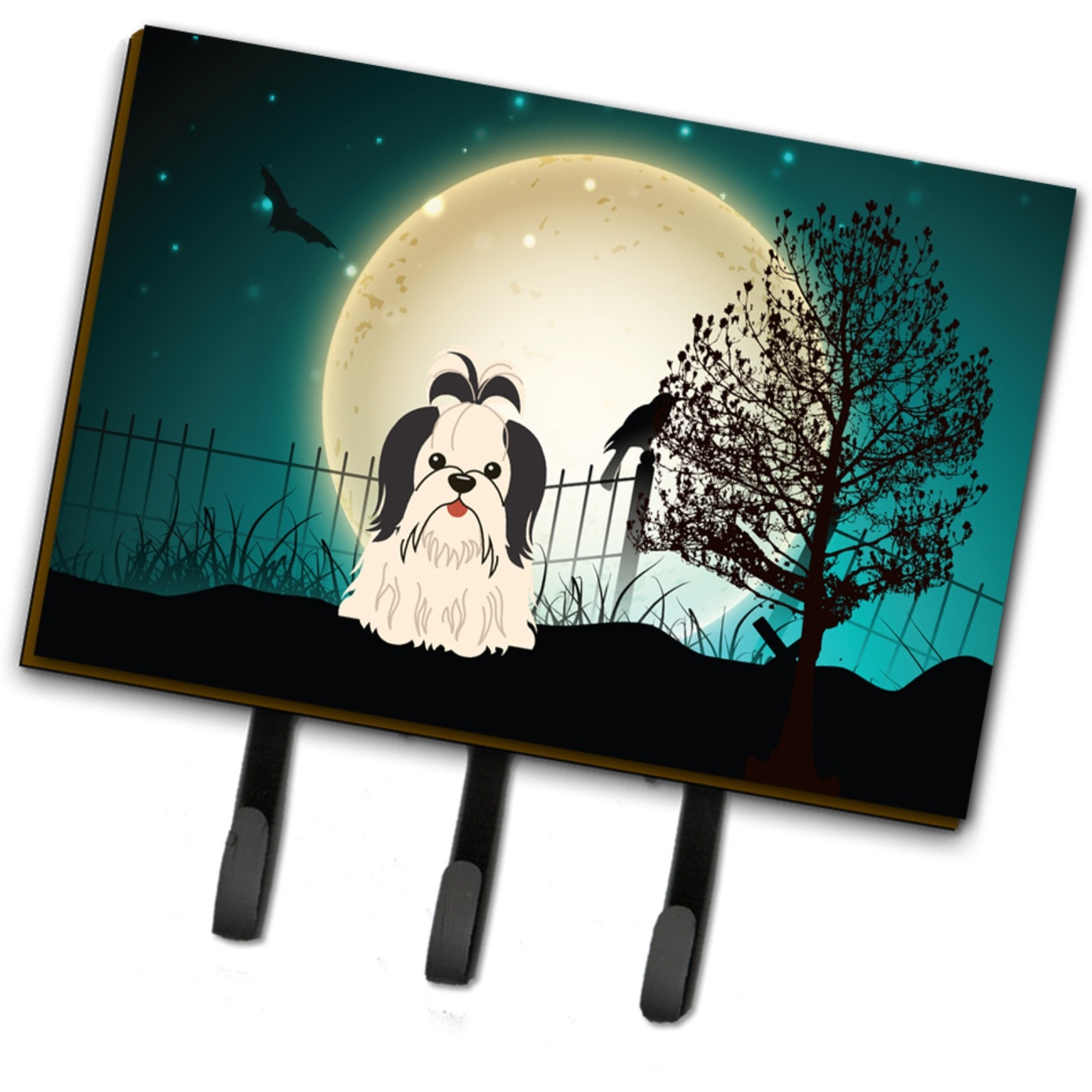 &quotCaroline's Treasures Halloween Scary Shih Tzu Black White Leash or Key Holder BB2278TH68, Triple"