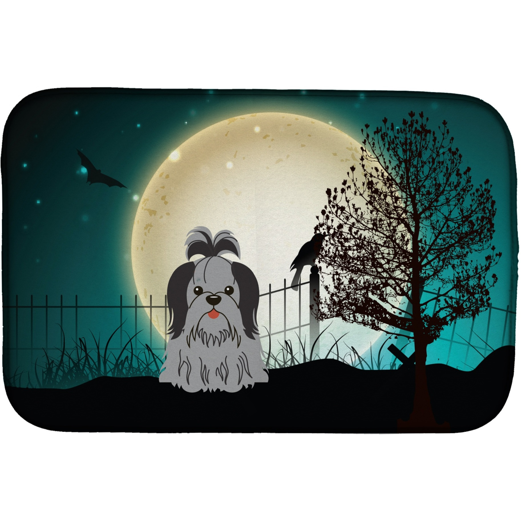 &quotCaroline's Treasures Halloween Scary Shih Tzu Dish Drying Mat, 14"" x 21"""
