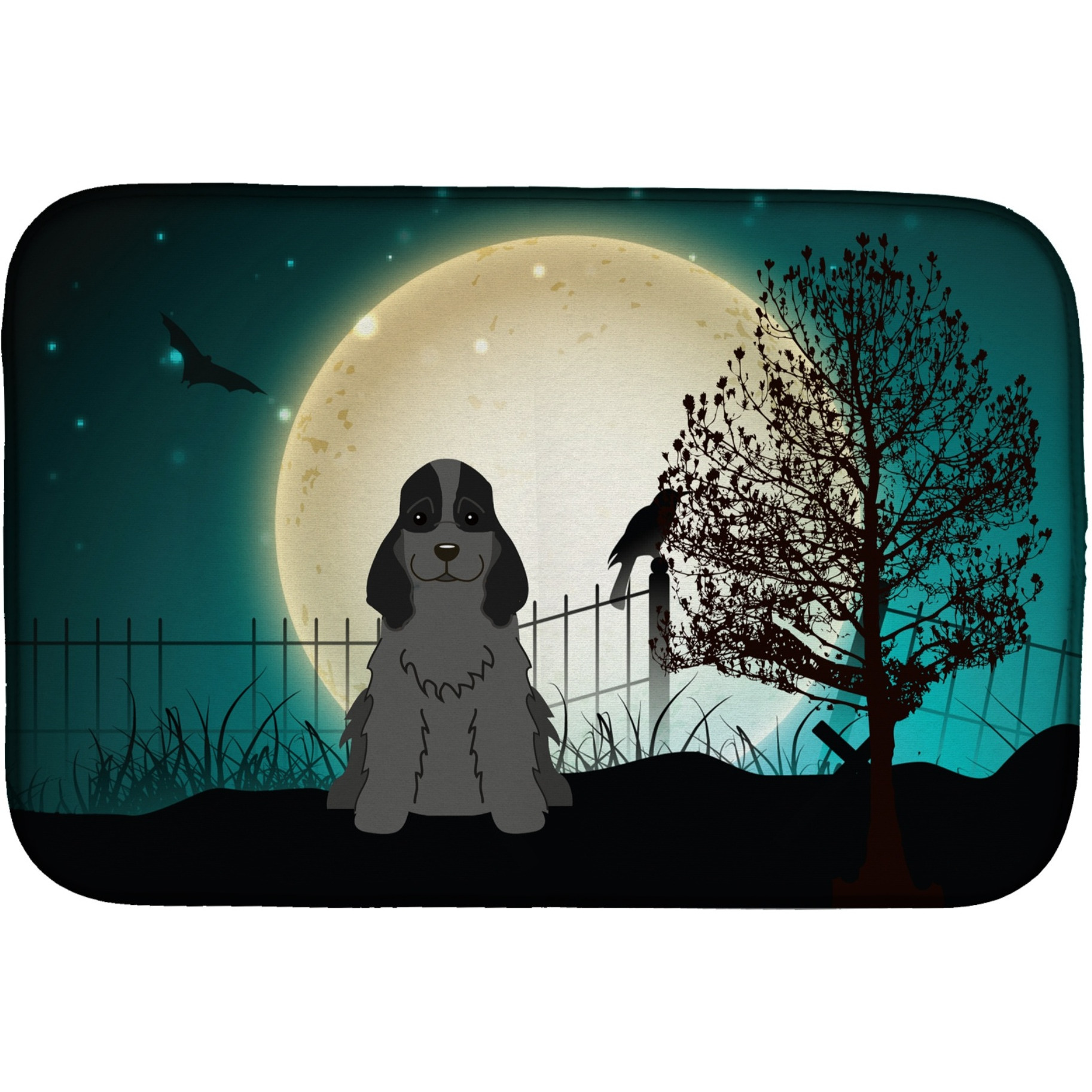 &quotCaroline's Treasures Halloween Scary Cocker Spaniel Black Dish Drying Mat, 14"" x 21"""