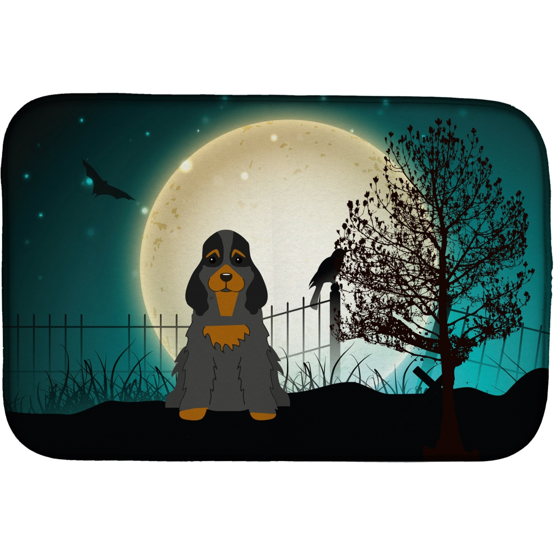 &quotCaroline's Treasures Halloween Scary Cocker Spaniel Black Tan Dish Drying Mat, 14"" x 21"""