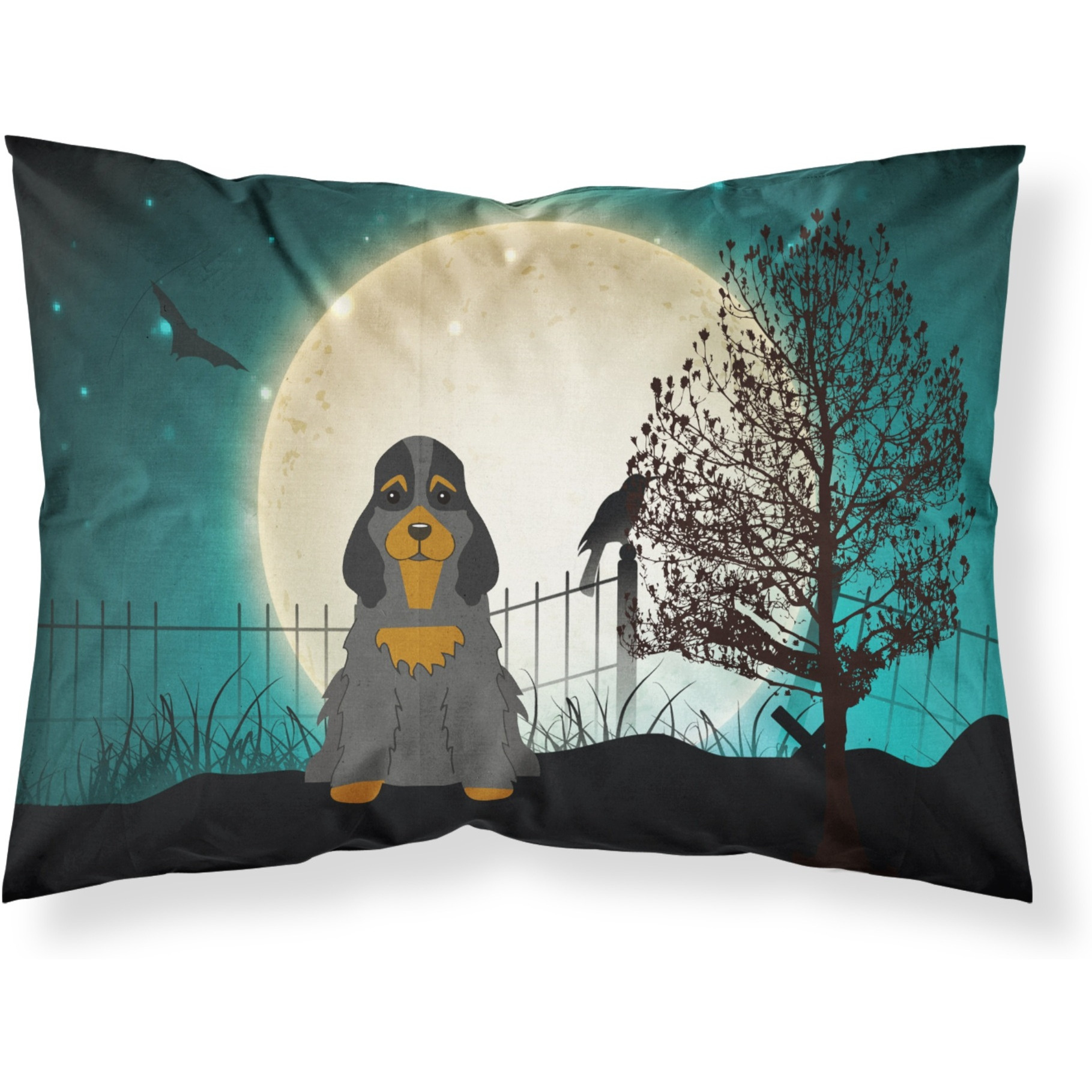 &quotCaroline's Treasures Halloween Scary Cocker Spaniel Black Tan Fabric Standard Pillowcase BB2283PILLOWCASE, Multicolor"