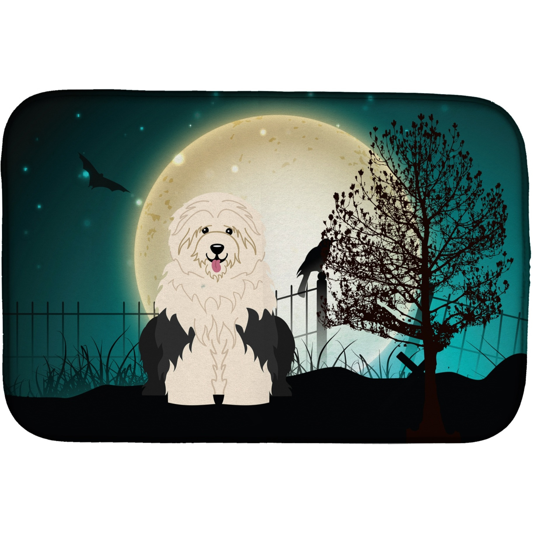&quotCaroline's Treasures Halloween Scary Old English Sheepdog Dish Drying Mat, 14"" x 21"""