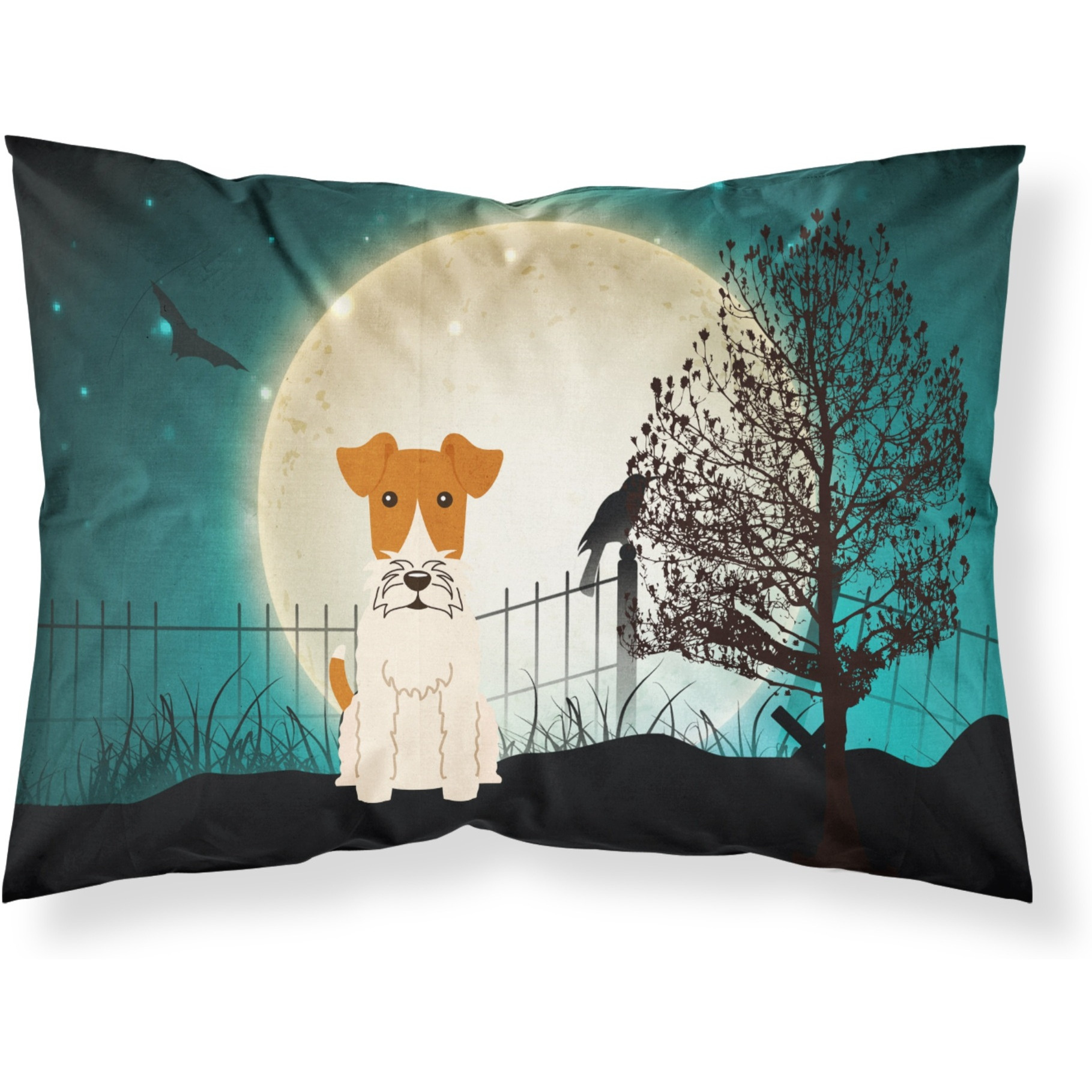 &quotCaroline's Treasures Halloween Scary Wire Fox Terrier Fabric Standard Pillowcase BB2291PILLOWCASE, Multicolor"