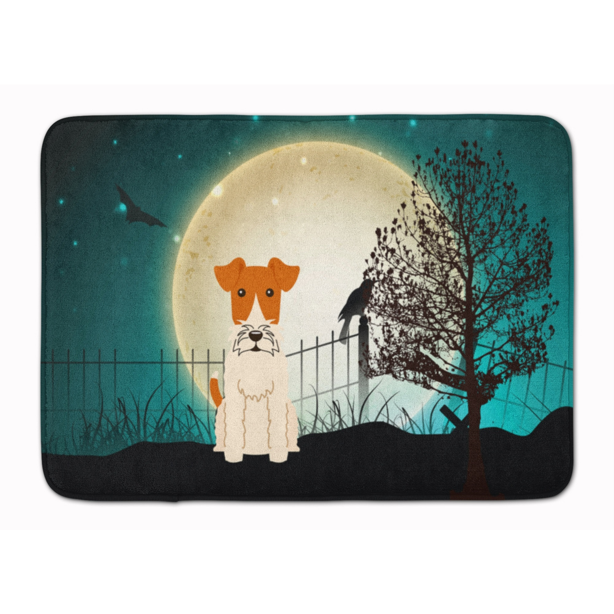&quotCaroline's Treasures Halloween Scary Wire Fox Terrier Floor Mat, 19"" x 27"", Multicolor"