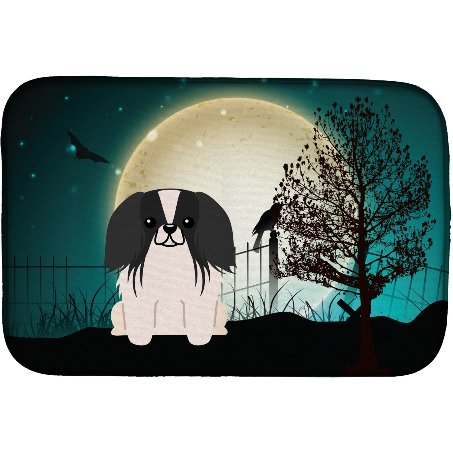 &quotCaroline's Treasures Halloween Scary Pekingese Black White Dish Drying Mat, 14 X 21"