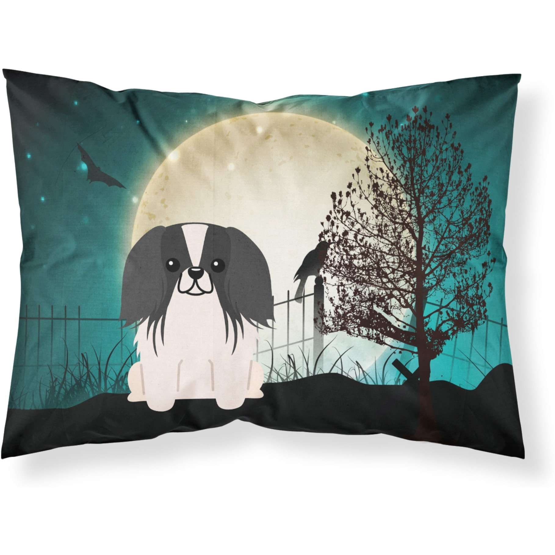 &quotCaroline's Treasures Halloween Scary Pekingnese Black White Fabric Standard Pillowcase BB2295PILLOWCASE, Multicolor"