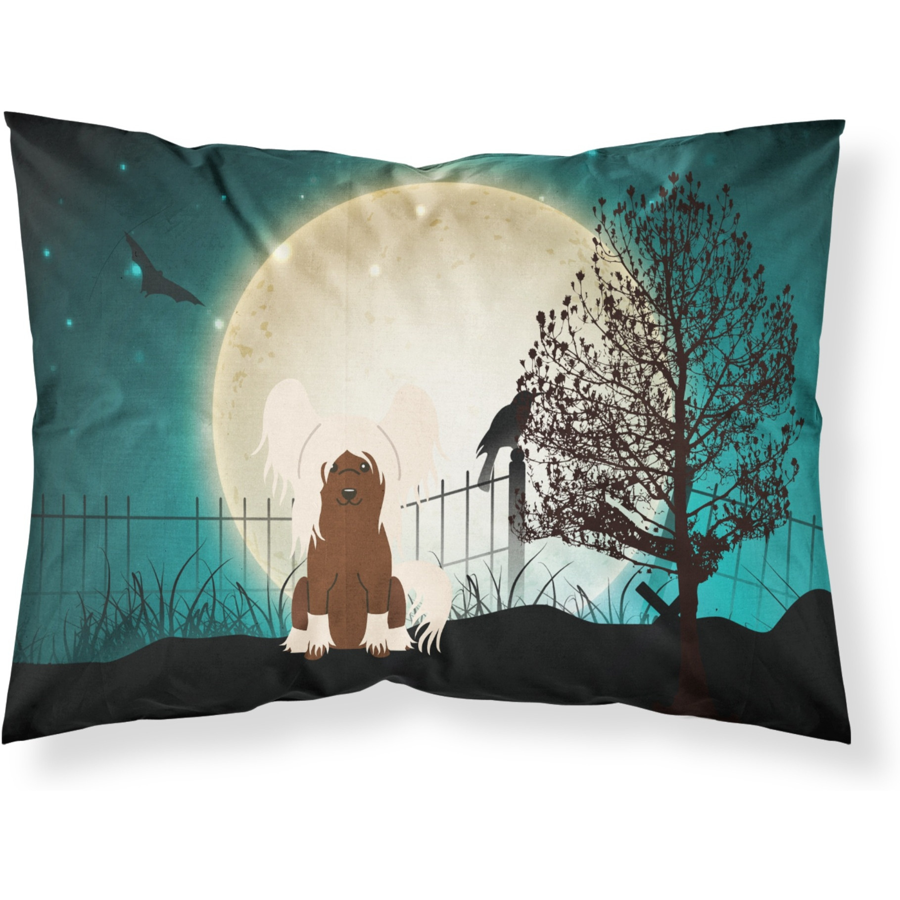 Caroline's Treasures Halloween Scary Chinese Crested Cream Fabric Standard Pillowcase BB2303PILLOWCASE